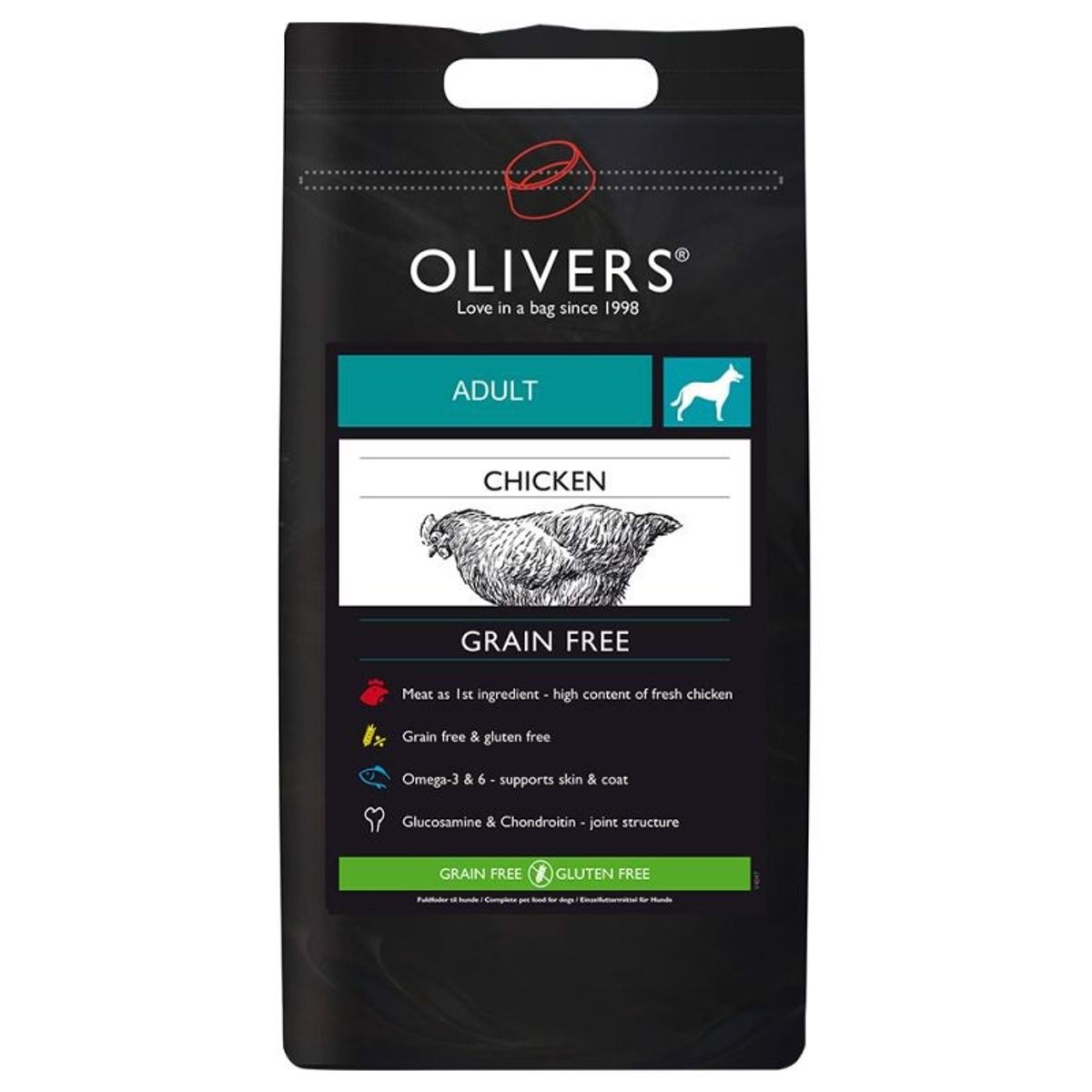 Olivers Adult Chicken Medium Breed Grain Free, 12 kg