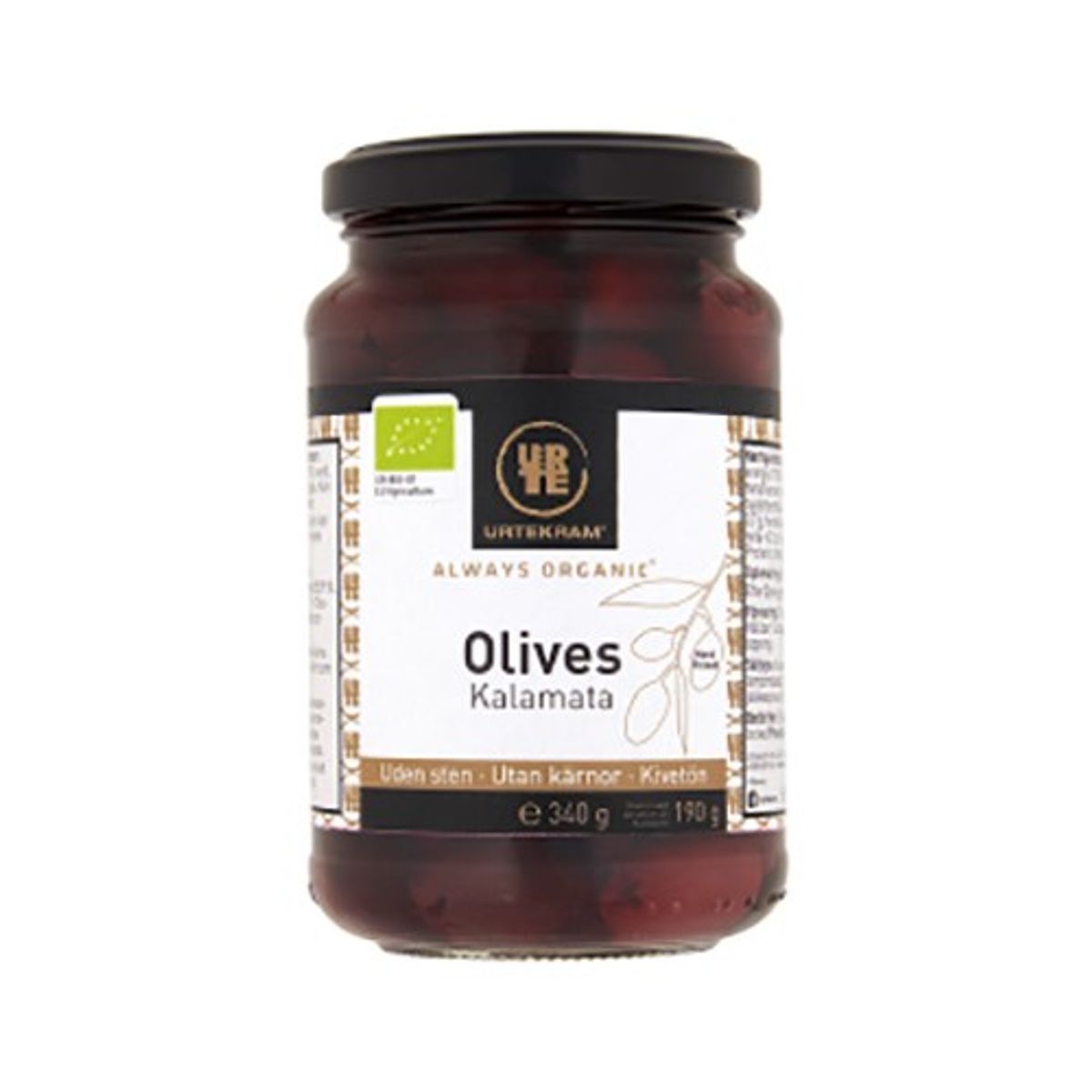 Olives kalamata u. sten Økologisk - 340 gram - Urtekram