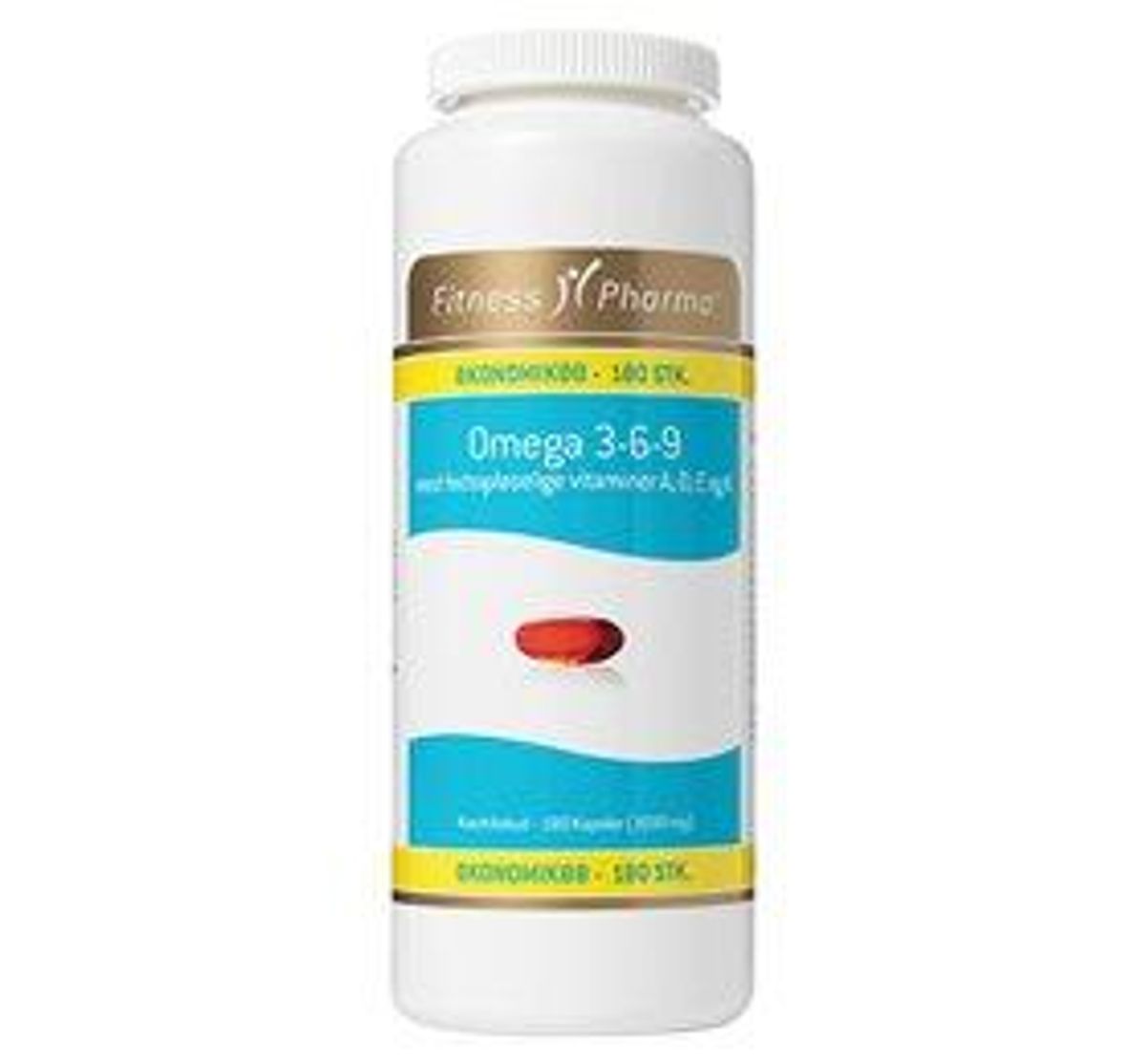 Omega 3-6-9 m. ADEK vit. Fitness Pharma - 180 kapsler