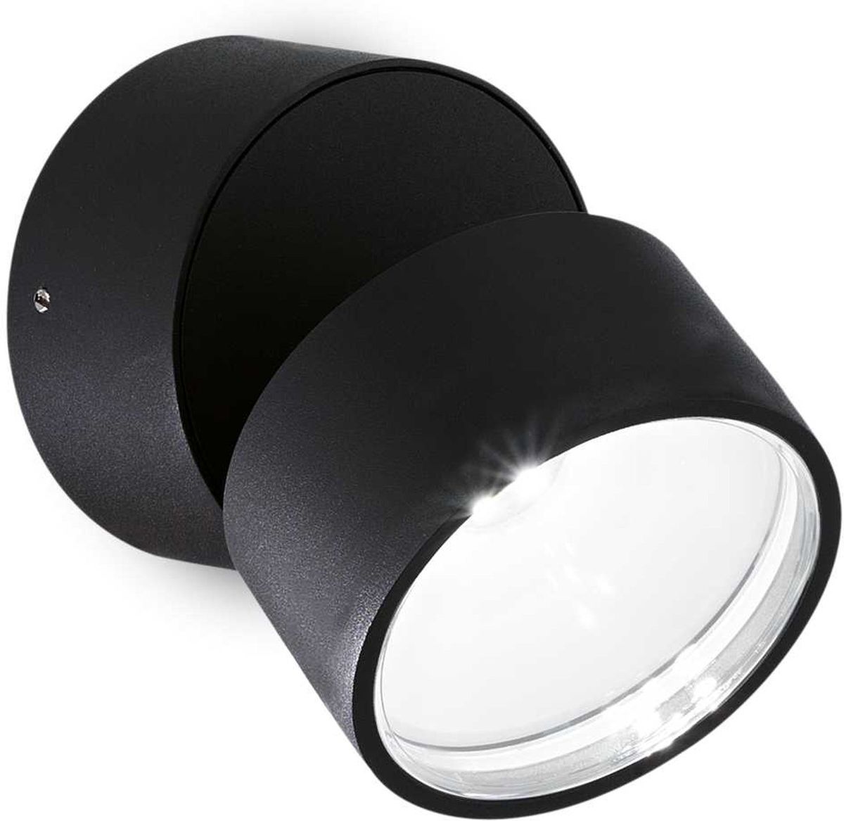 Omega Round, Udendørs væglampe, LED 7W, LED, sort, metal, glas, Ø90xB85mm