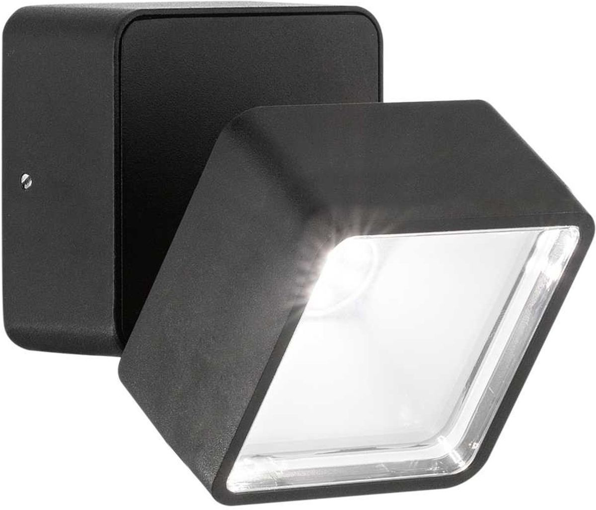 Omega Square, Udendørs væglampe, LED 7W, LED, sort, metal, glas, L90xH90xB85mm