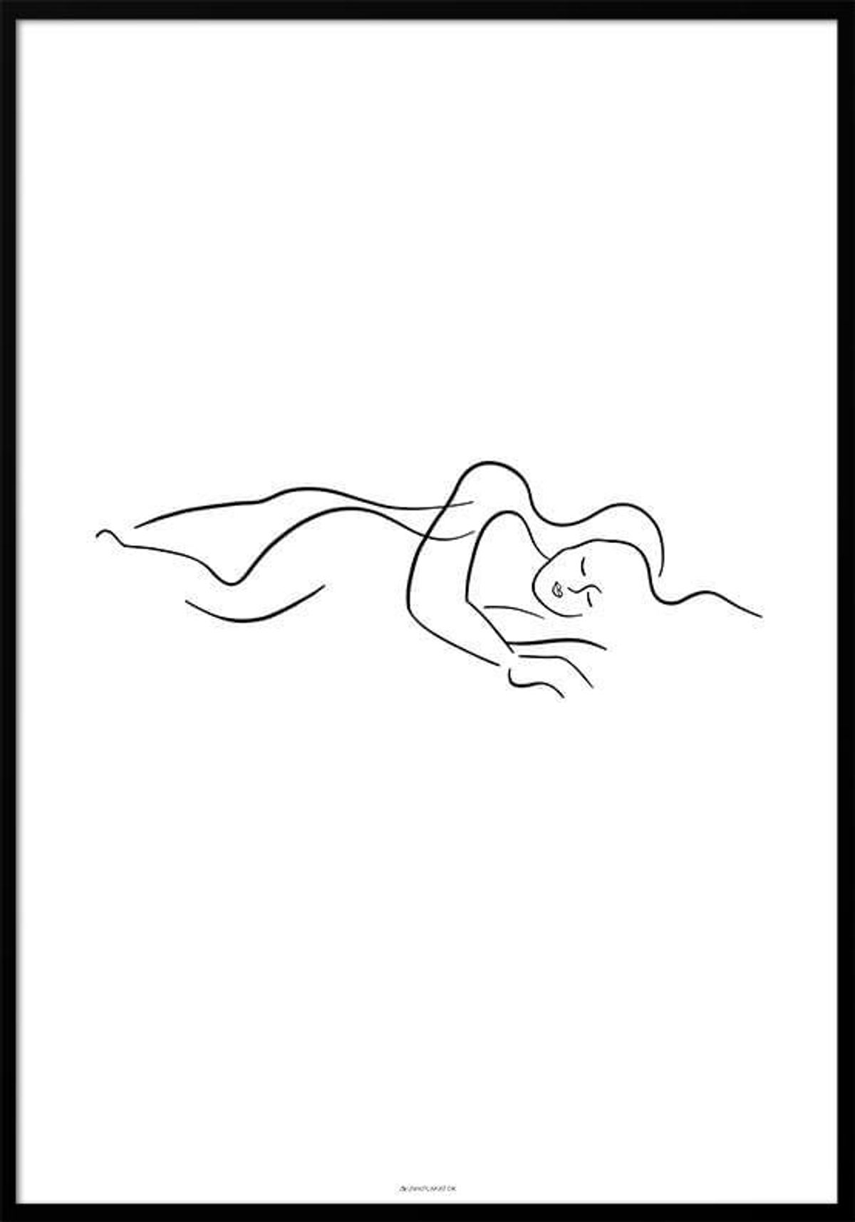 One line drawing - Couple sleeping plakat