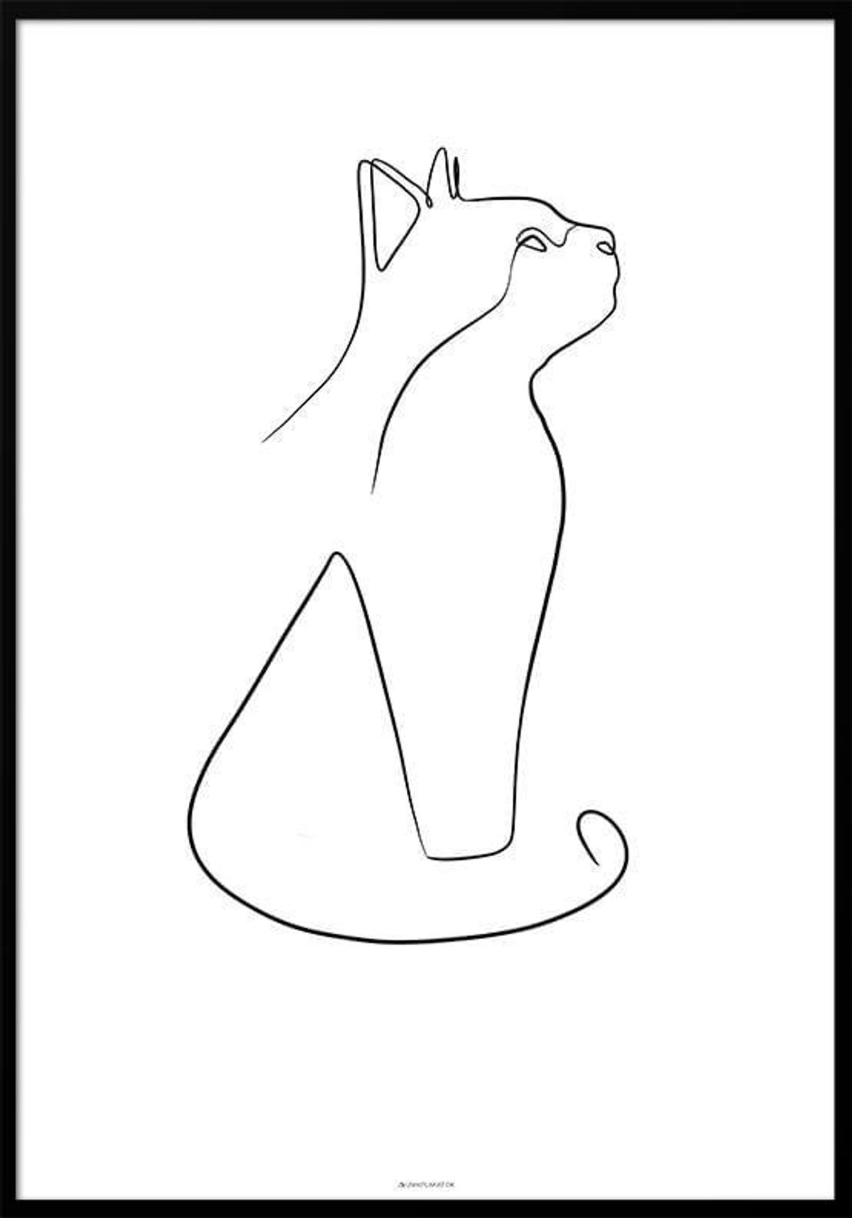 One line drawing - Plakat med kat