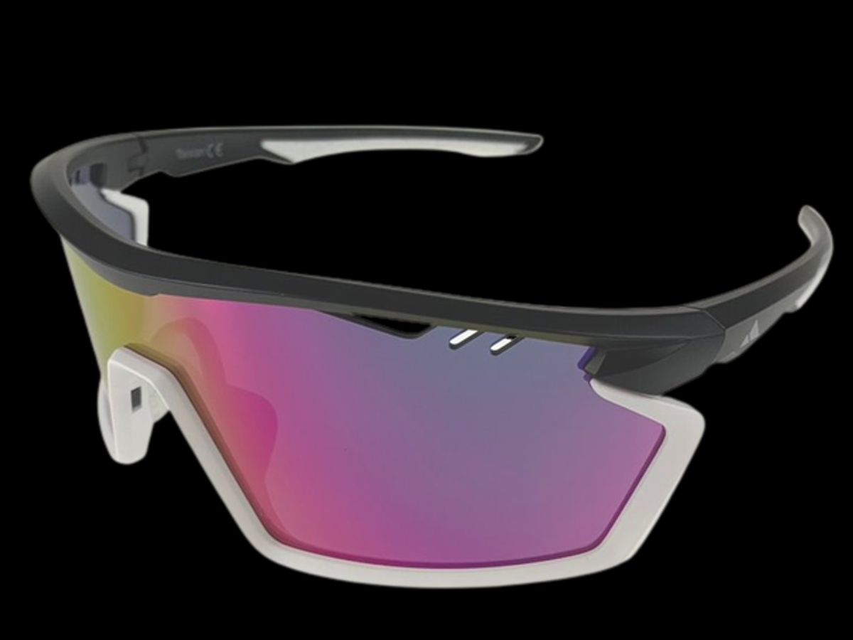 Ongear Gold Race Cykelbrille - Smoked/Rainbow PC Linse - Mat Sort/Hvid