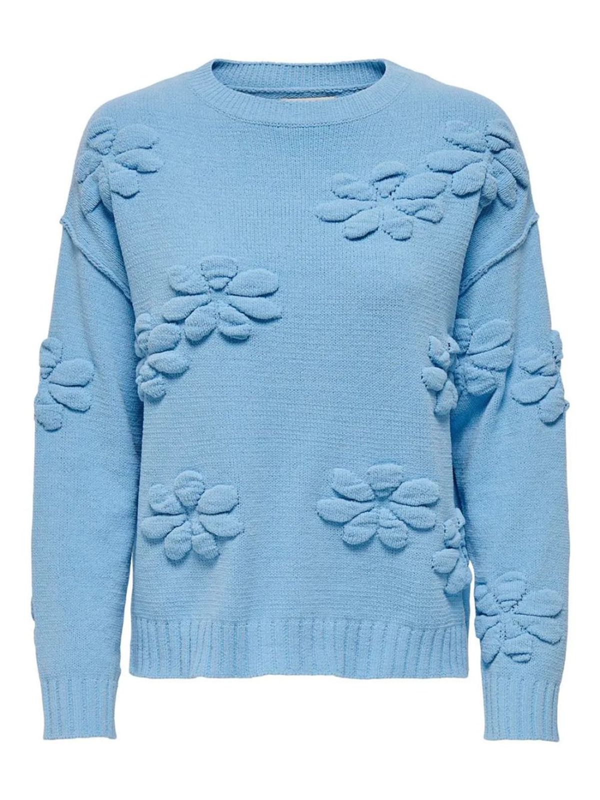 Onlkia Ls Loose Detail Oneck Dusk Blue Flower L