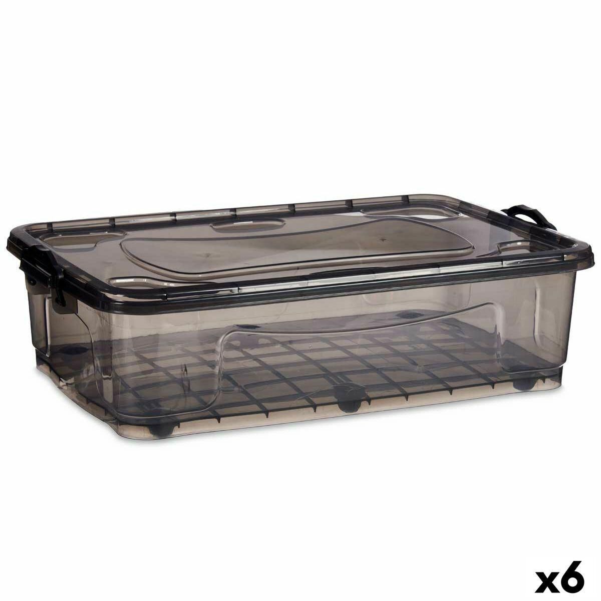 Opbevaringsboks med hjul Antracit Plastik 40 L 46,5 x 20 x 72,5 cm (6 enheder)