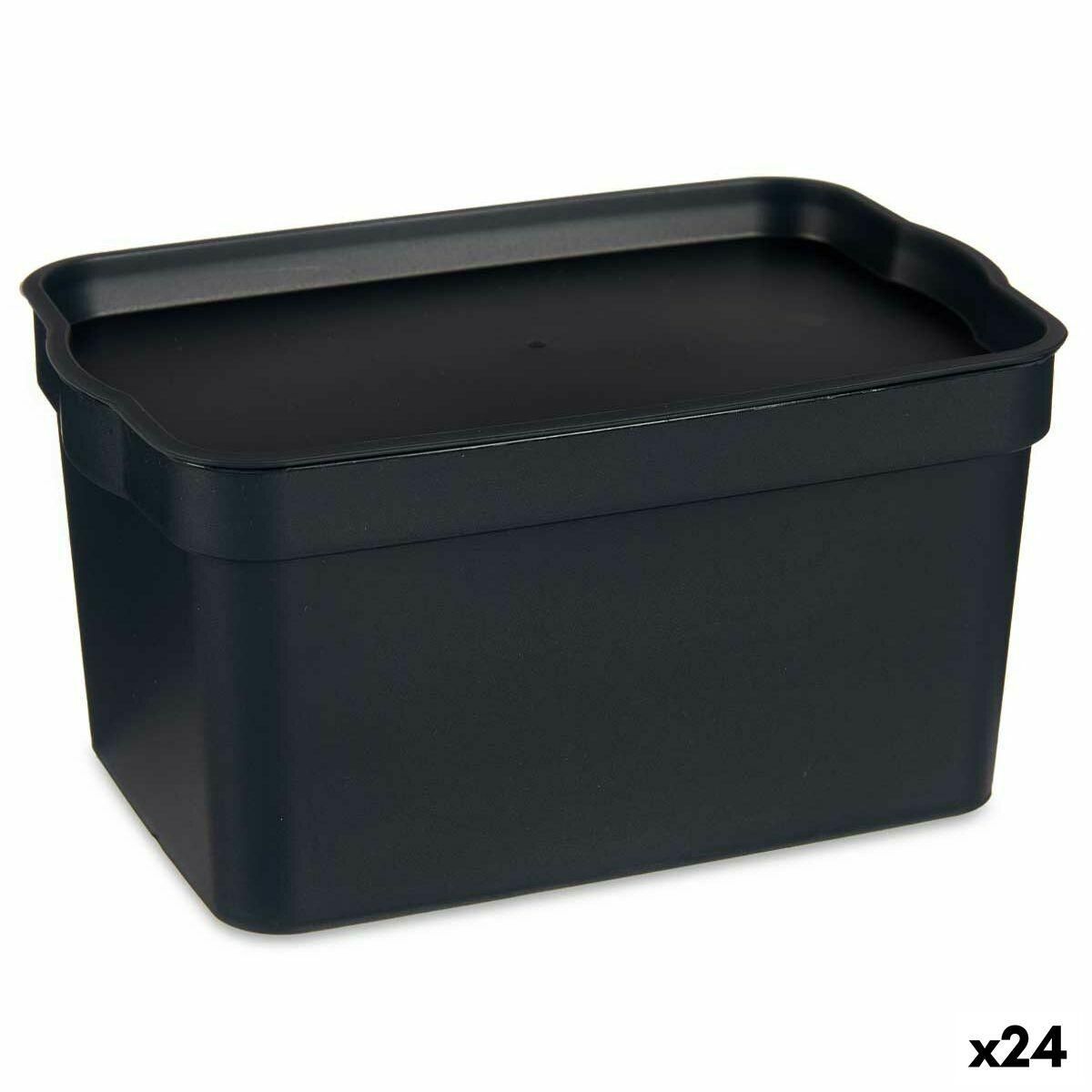 Opbevaringsboks med låg Antracit Plastik 2,3 L 13,5 x 11 x 20 cm (24 enheder)