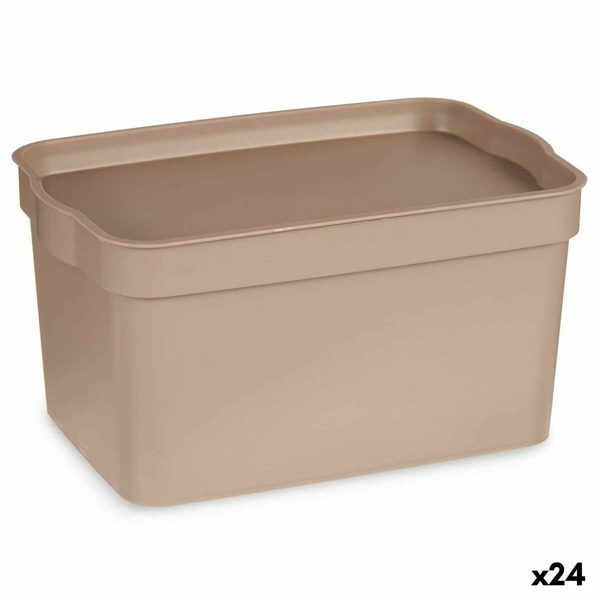 Opbevaringsboks med låg Beige Plastik 2,3 L 13,5 x 11 x 20 cm (24 enheder)