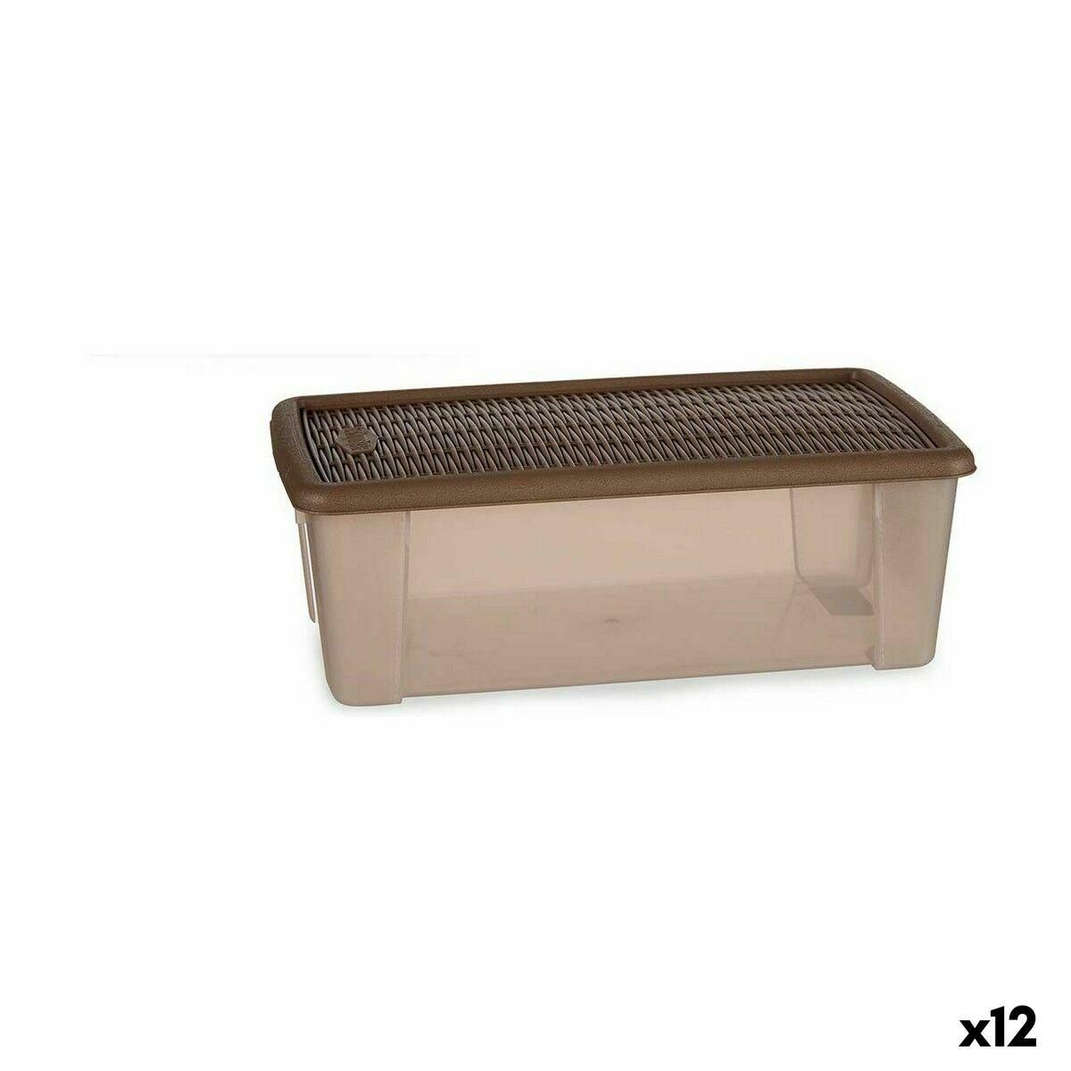 Opbevaringsboks med låg Stefanplast Elegance Beige Plastik 5 L 19,5 x 11,5 x 33 cm (12 enheder)