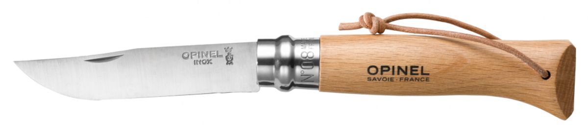 Opinel N°08 stainless 8,5 cm. med læderstrop