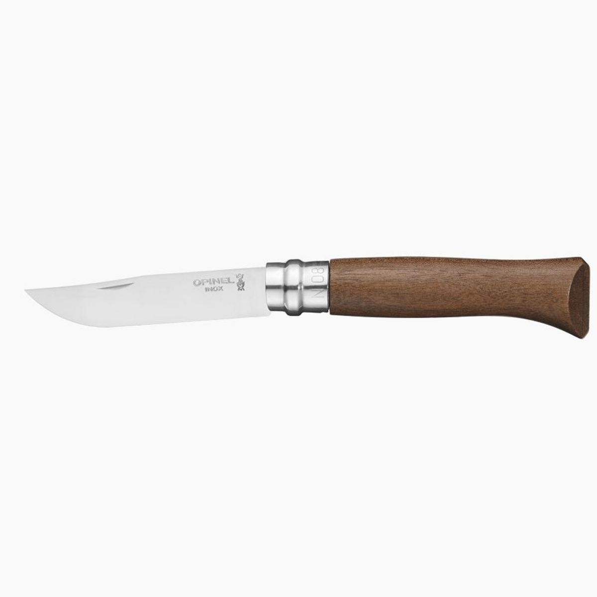 Opinel N°08 Stainless 8,5 cm. med valnøddeskaft