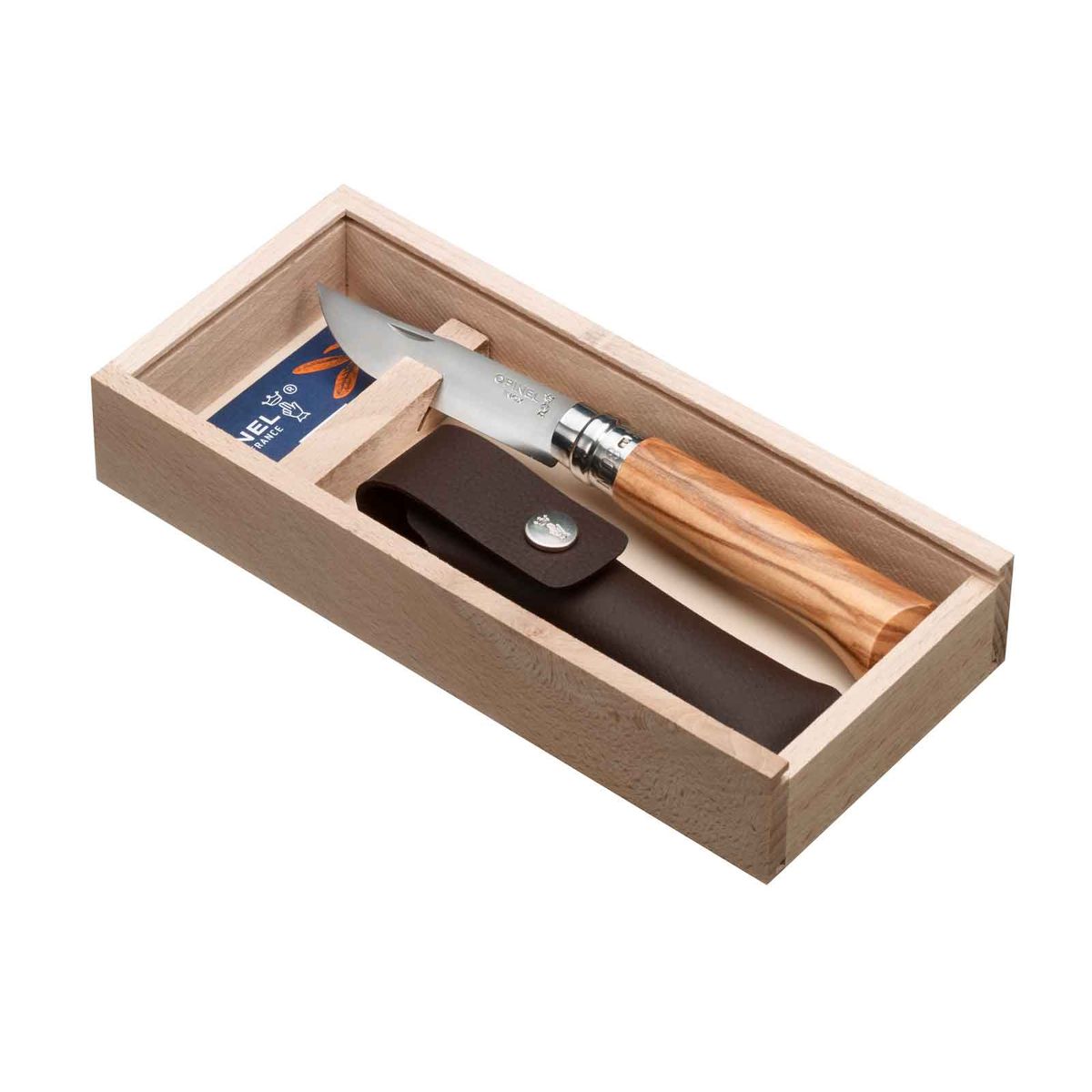 Opinel N°8 SS 8,5 cm. oliven,Gift box