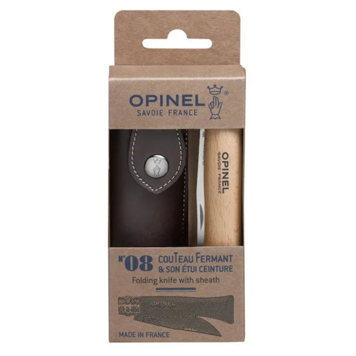 Opinel N°8 stainless 8,5 cm. m.skede bøg