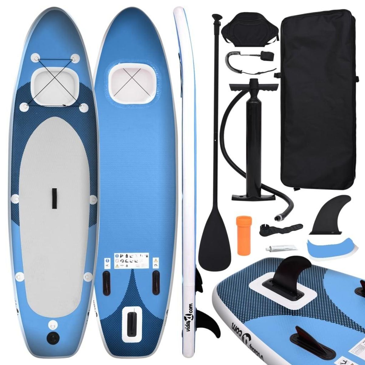 Oppusteligt paddleboardsæt 360x81x10 cm havblå