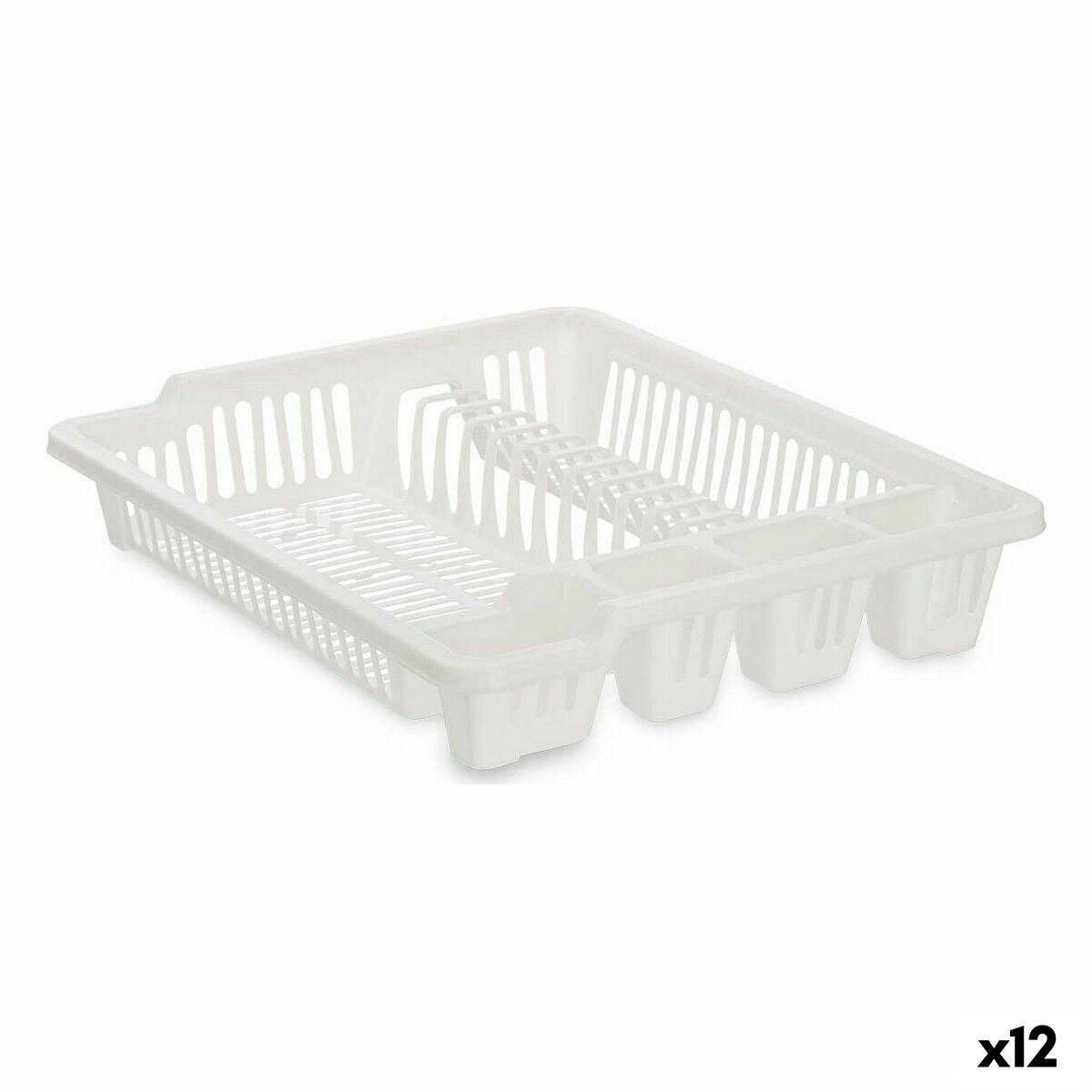 Opvaskestativ til køkkenvask 46 x 8 x 37,5 cm Hvid Plastik (12 enheder)