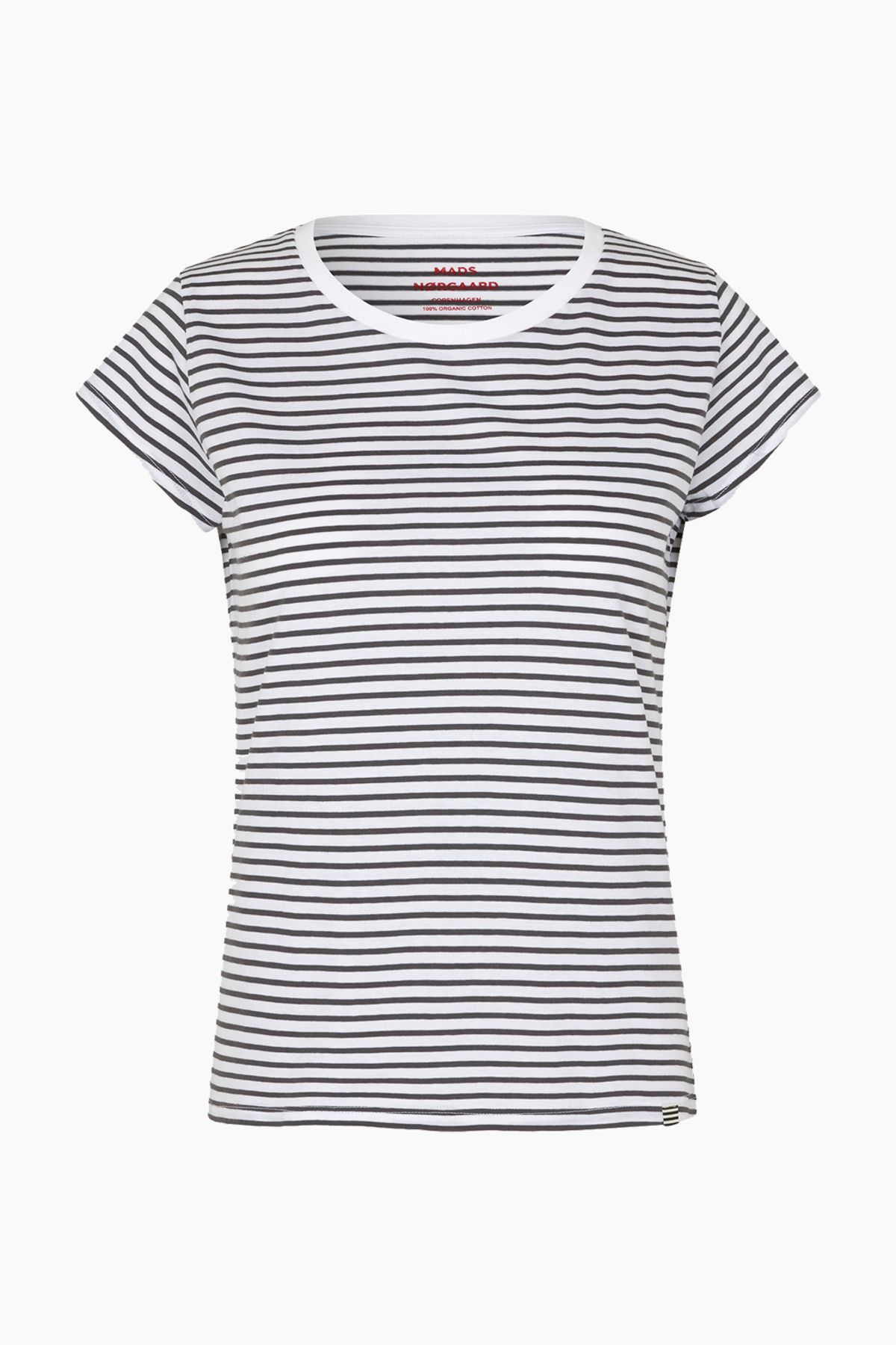 Organic Jersey Stripe Teasy Tee FAV - Asphalt/Brilliant White - Mads Nørgaard - Stribet L