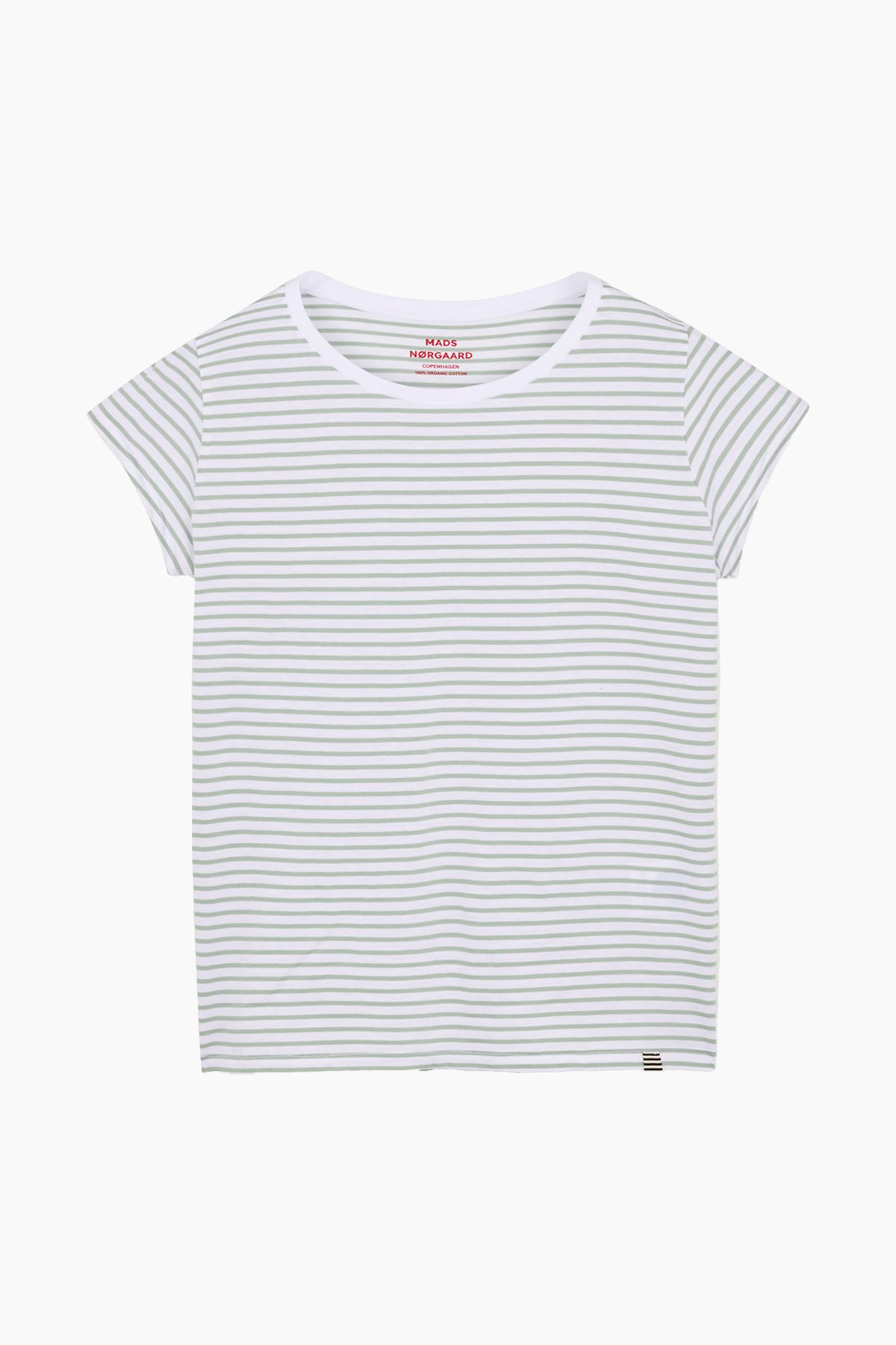 Organic Jersey Stripe Teasy Tee FAV - Brilliant White/Jadeite - Mads Nørgaard - Stribet S