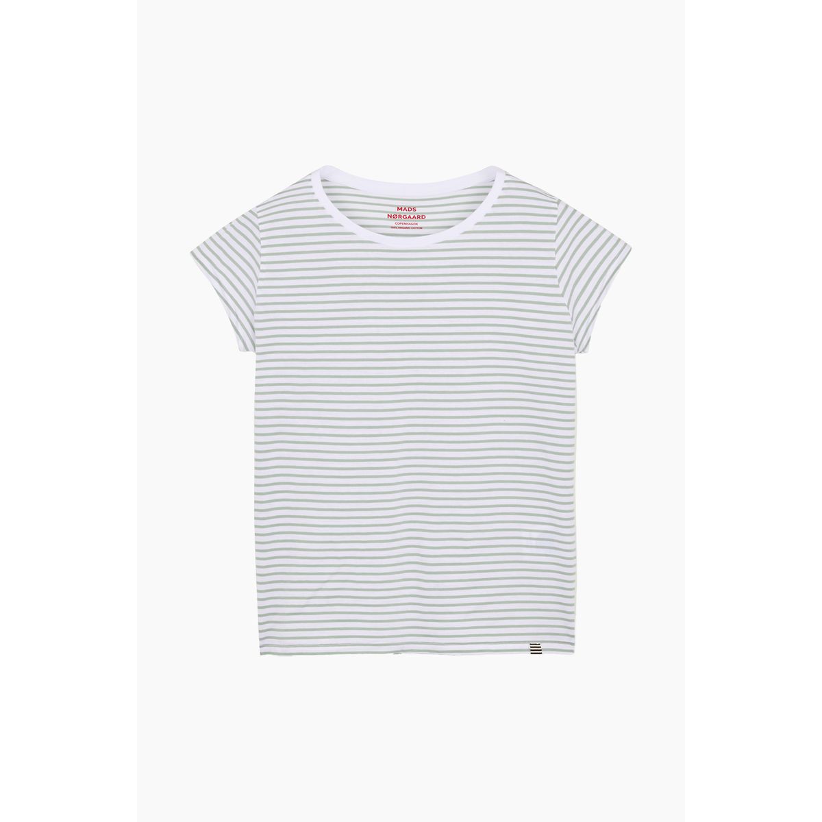 Organic Jersey Stripe Teasy Tee FAV - Brilliant White/Jadeite - Mads Nørgaard - Stribet XS