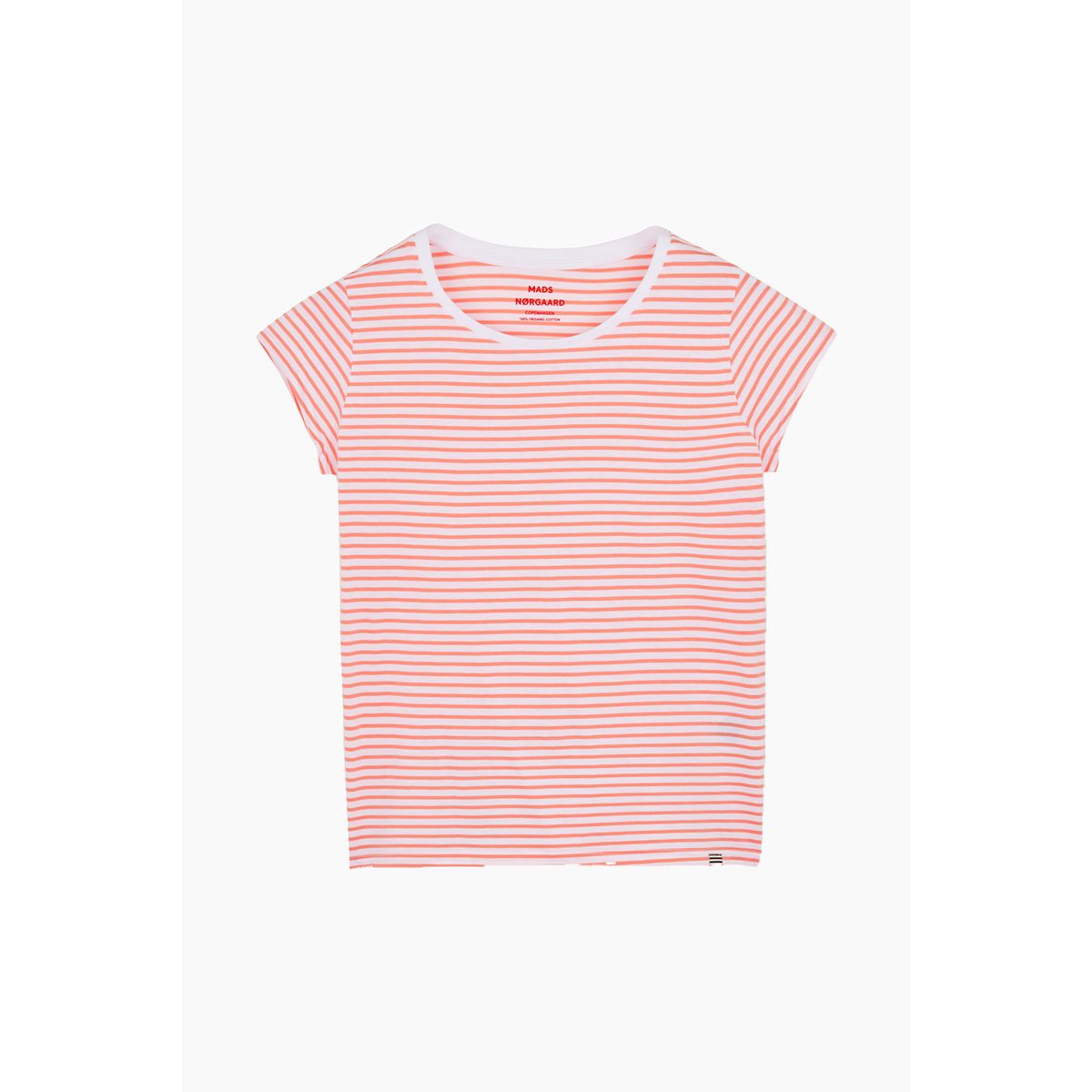 Organic Jersey Stripe Teasy Tee FAV - Brilliant White/Shell Pink - Mads Nørgaard - Stribet M