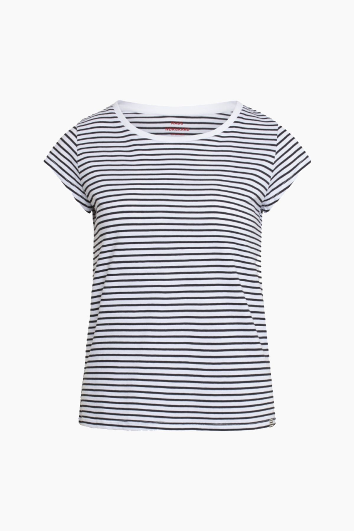 Organic Jersey Stripe Teasy Tee - White/Black - Mads Nørgaard - Stribet L