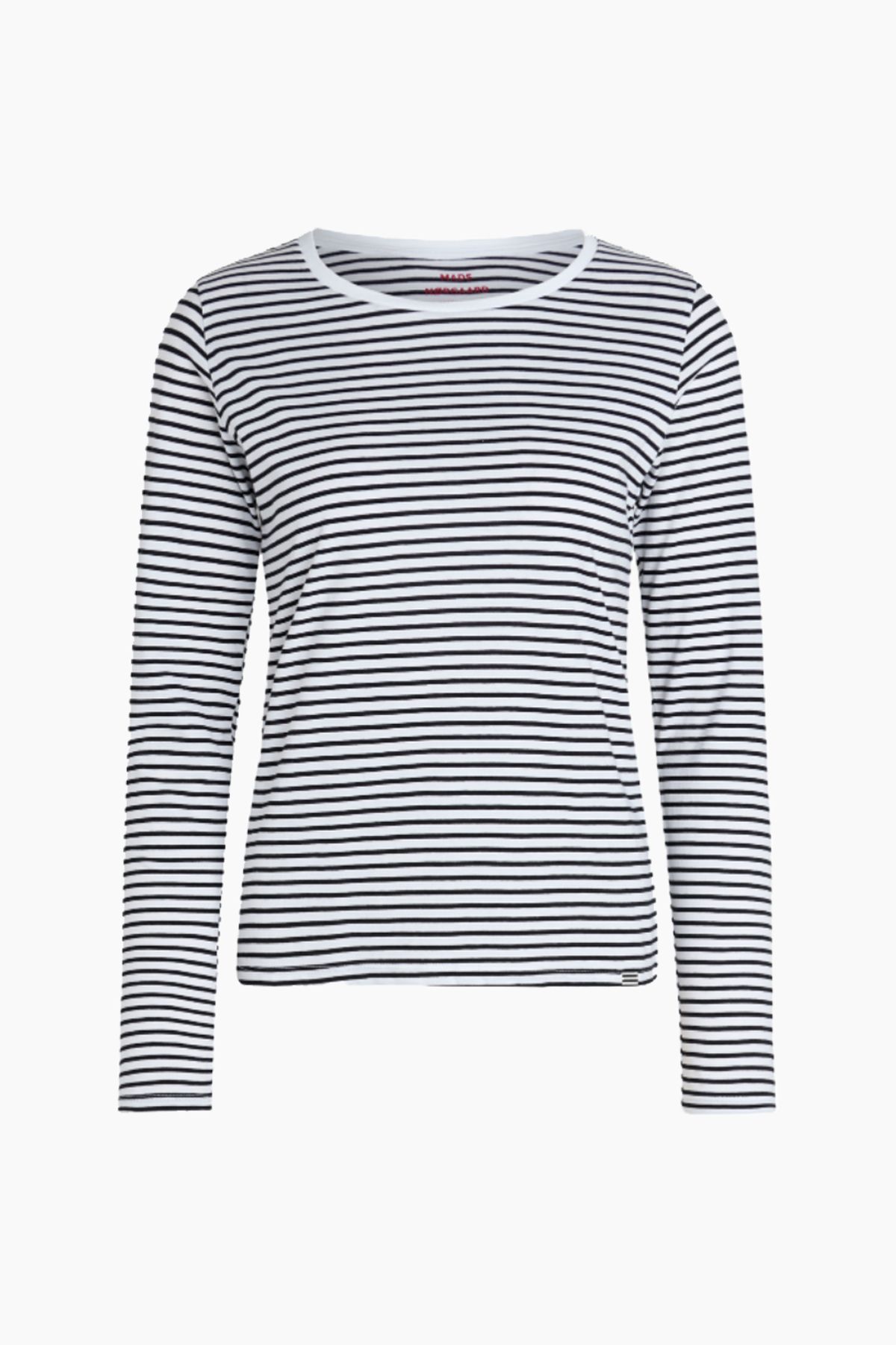 Organic Jersey Stripe Tenna Tee - White/Black - Mads Nørgaard - Stribet L