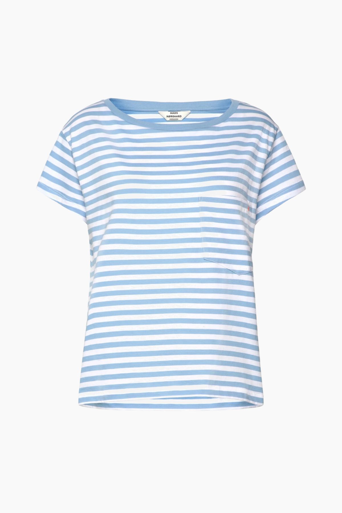 Organic Jersey Stripe Torva Tee - Alaskan Blue/Brilliant White - Mads Nørgaard - Stribet L