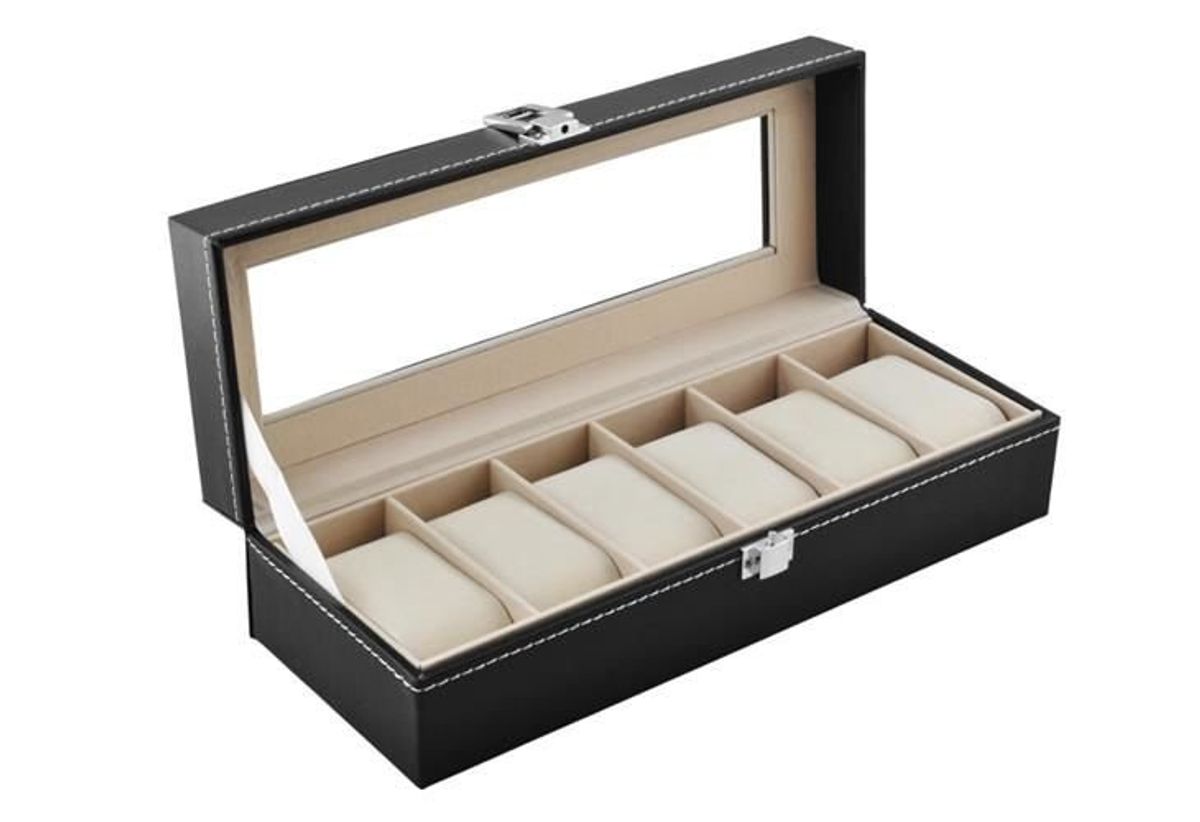 Organizer Box til 6 Ur eller Smykker Elegant og Praktisk Opbevaring