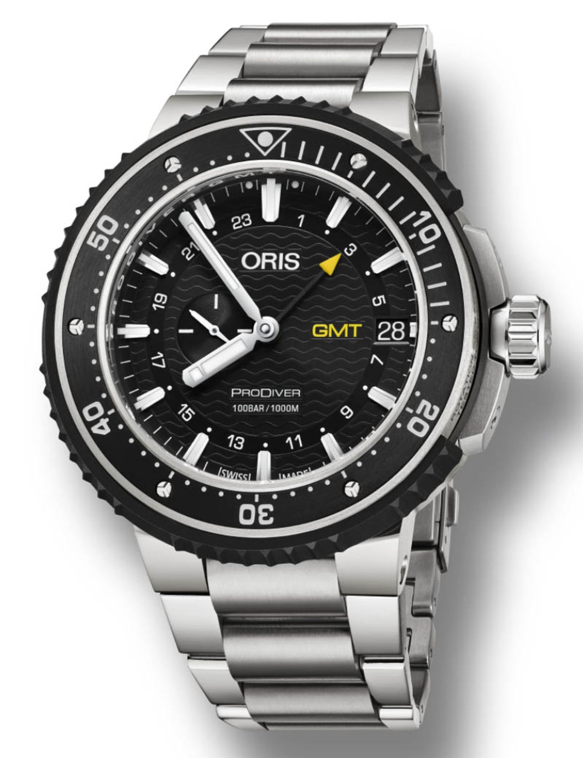 ORIS PRODIVER AQUIS BIG DATE GMT automatik GMT dykkerur i titanium med lænke