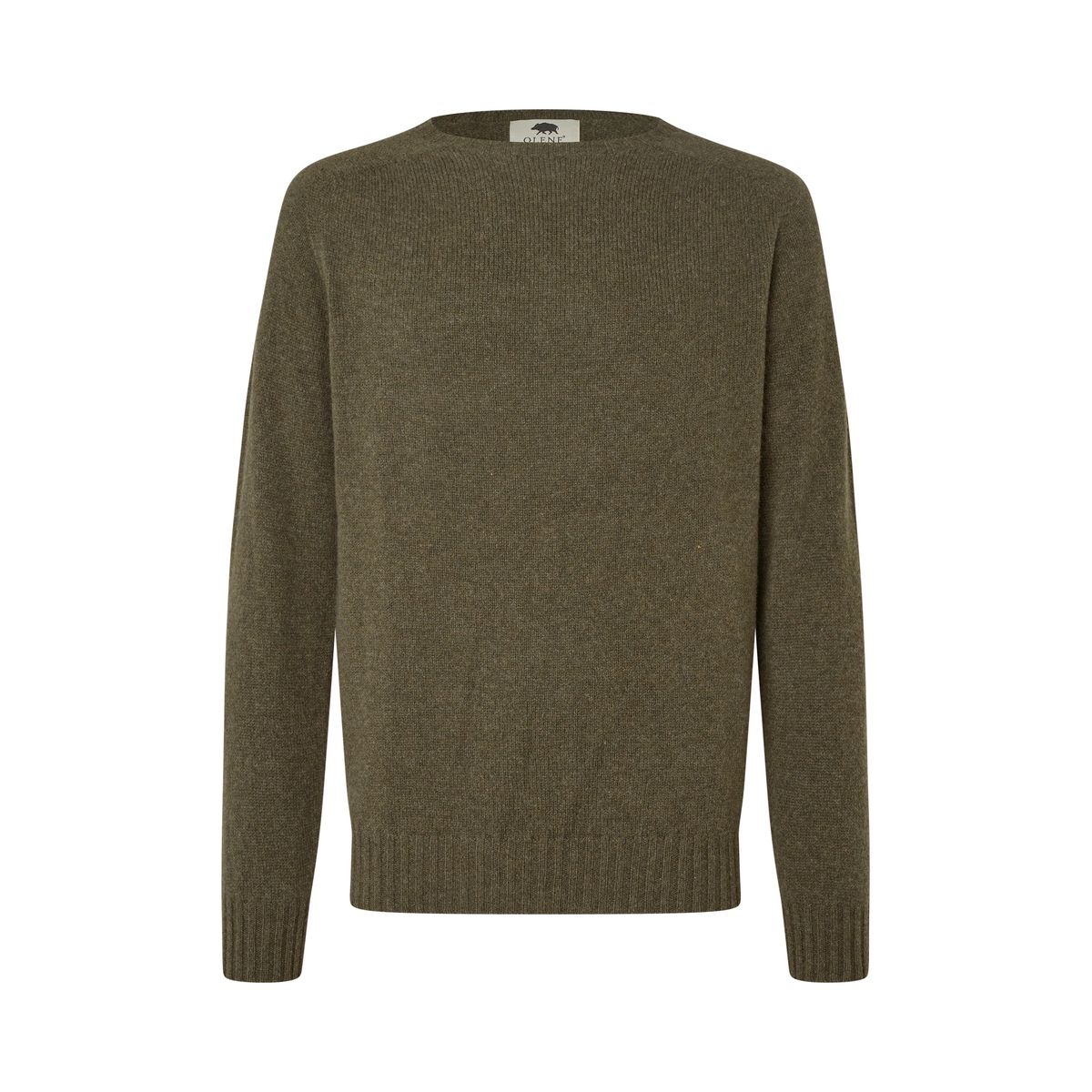 Orton Jumper rundhalset sweater, Loden Green, Geelong lammeuld - S