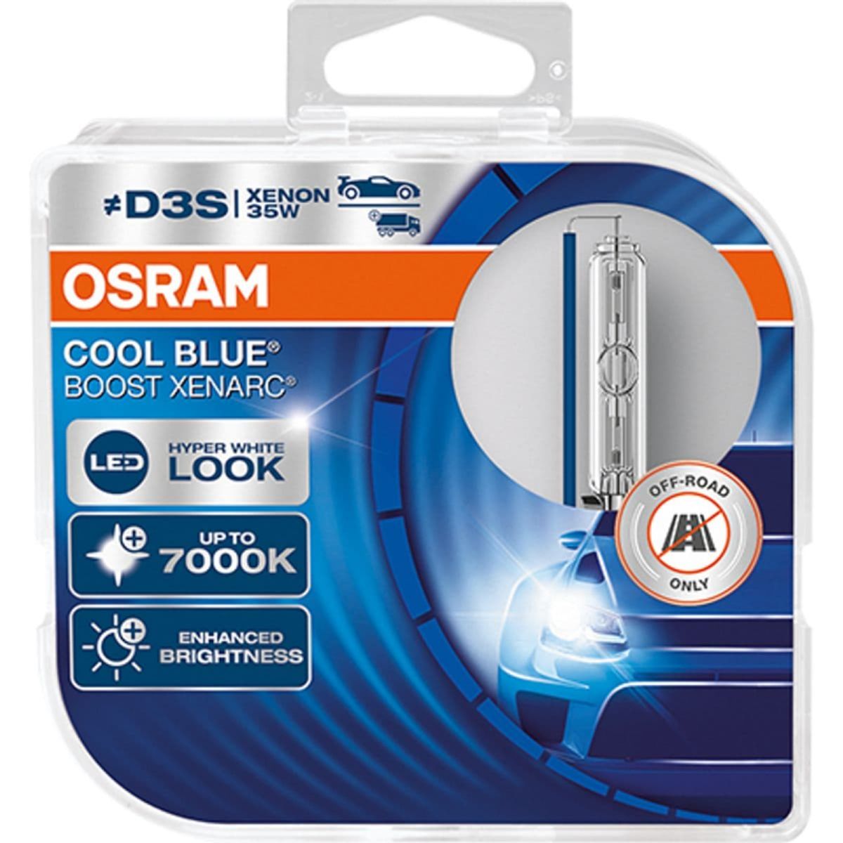 Osram D3S Cool Blue Boost Xenon pærer sæt, op til 7000 Kelvin (2 stk)