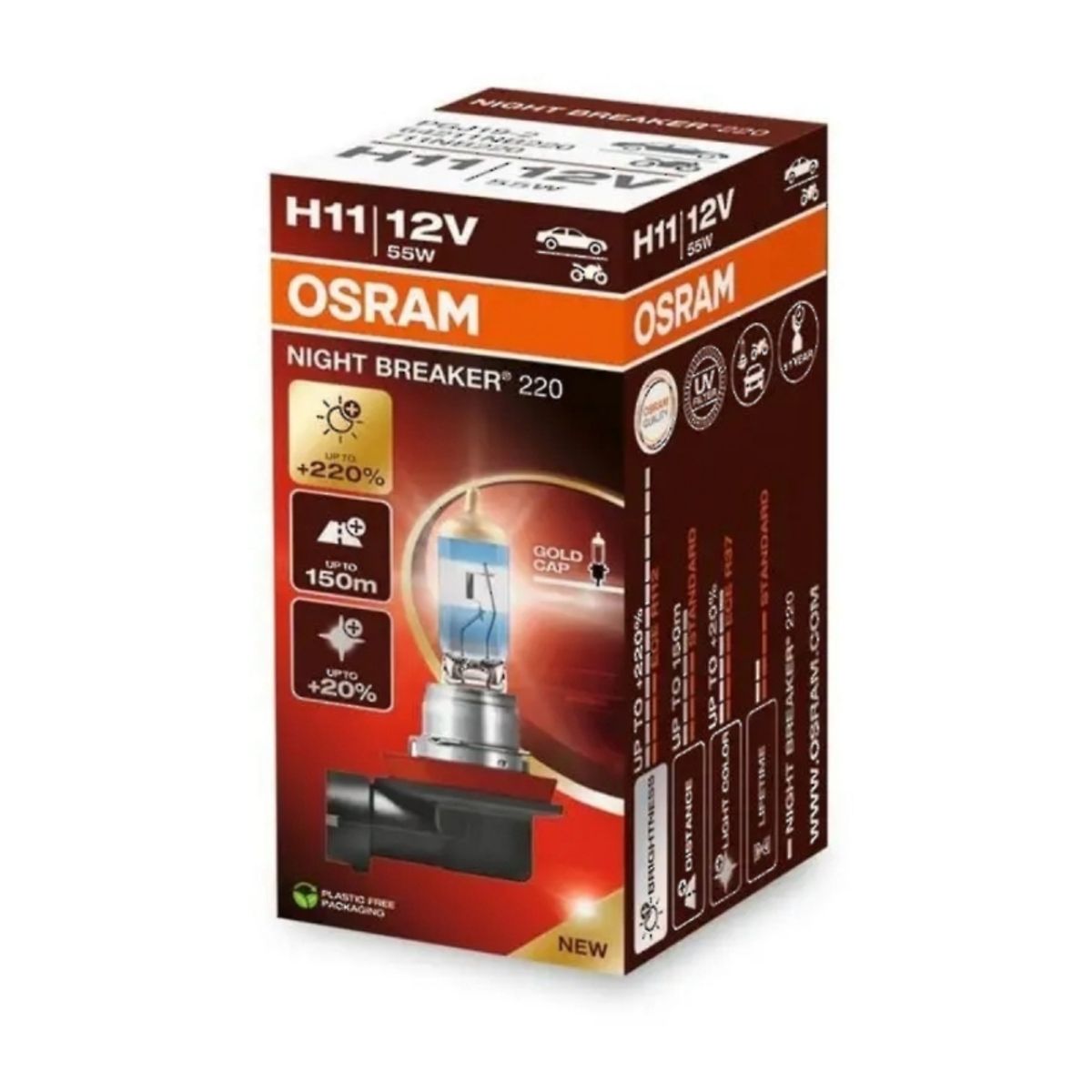 Osram Night Breaker ® 220, H11 pære +220% mere lys (1 stk)