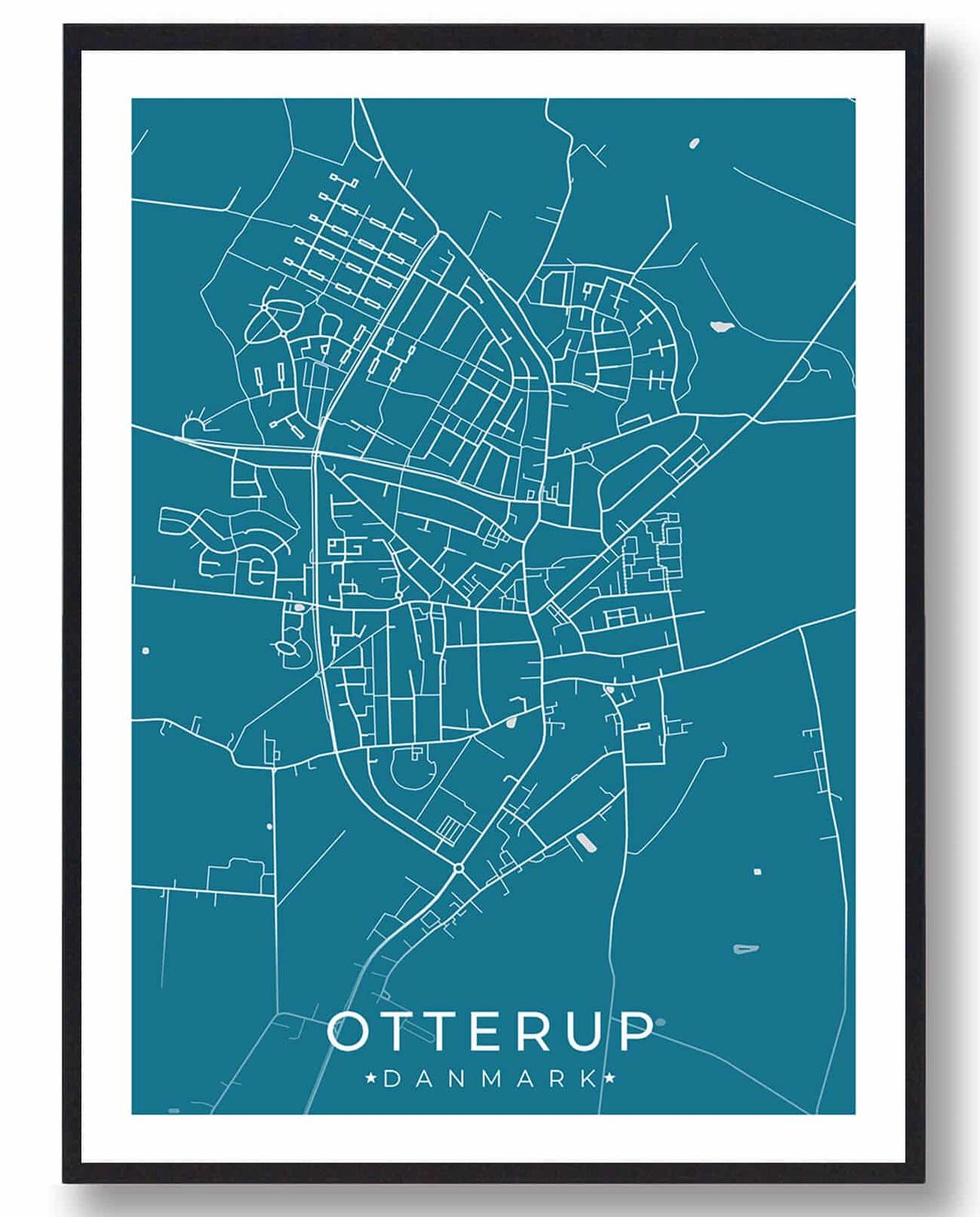 Otterup by plakat - blå (Størrelse: L - 50x70cm (B2))