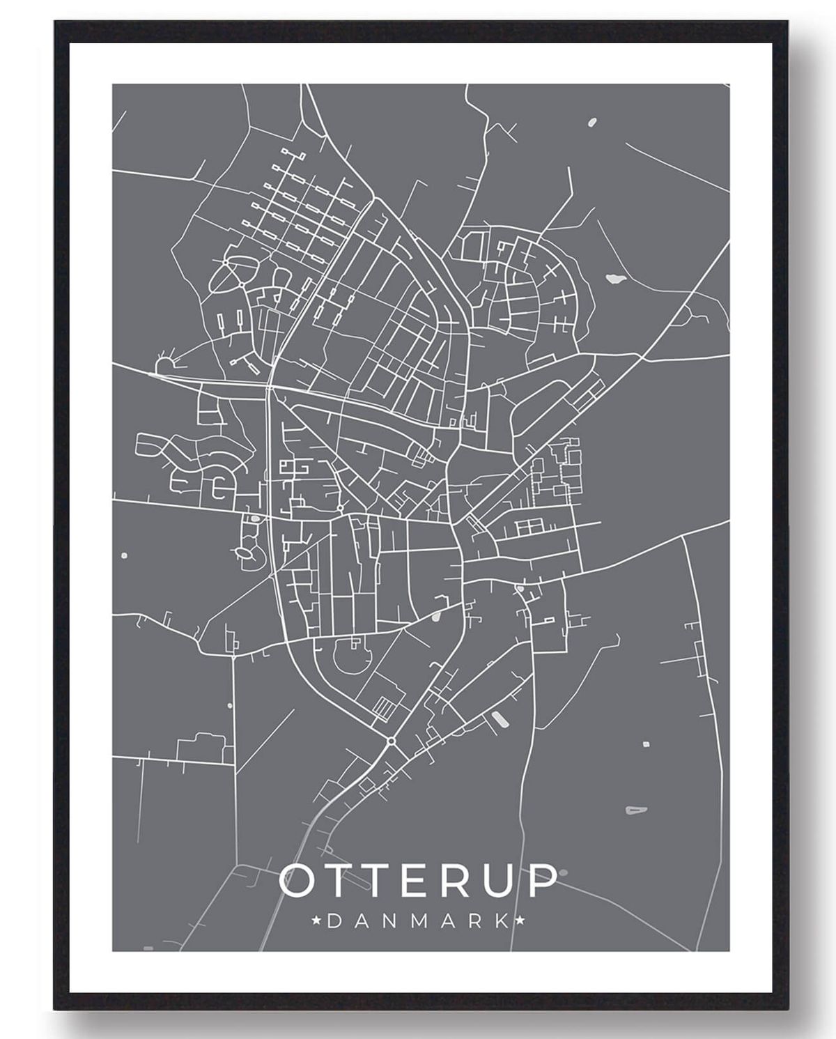 Otterup by plakat - grå (Størrelse: L - 50x70cm (B2))