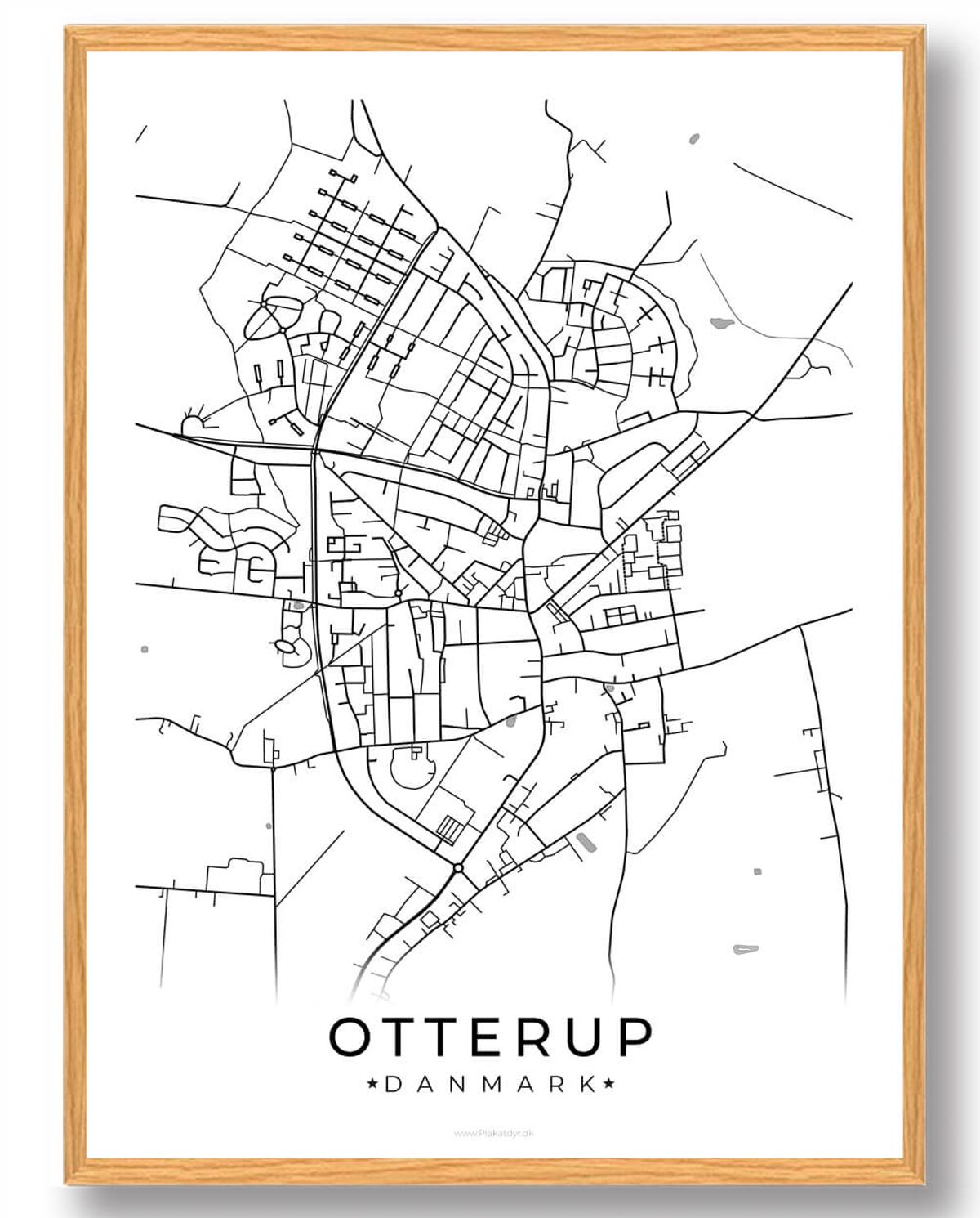 Otterup by plakat - hvid (Størrelse: L - 50x70cm (B2))