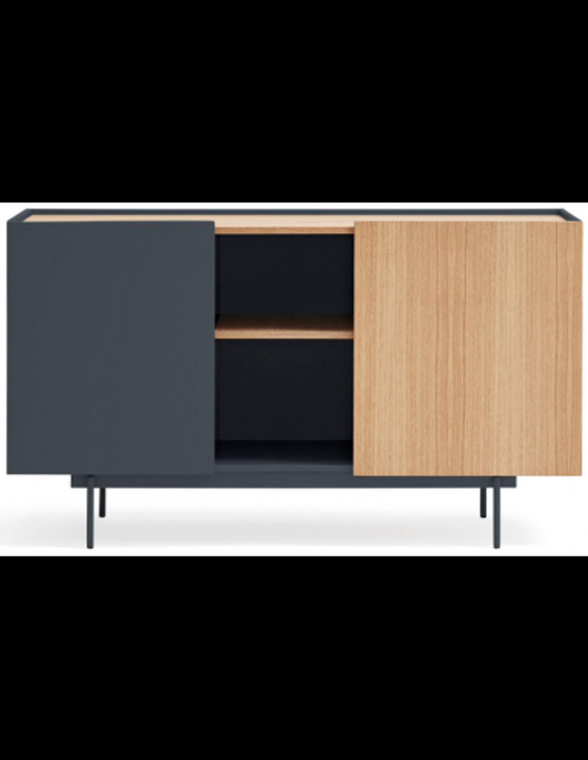 Otto sideboard i metal og melamin B130 cm - Antracit/Eg