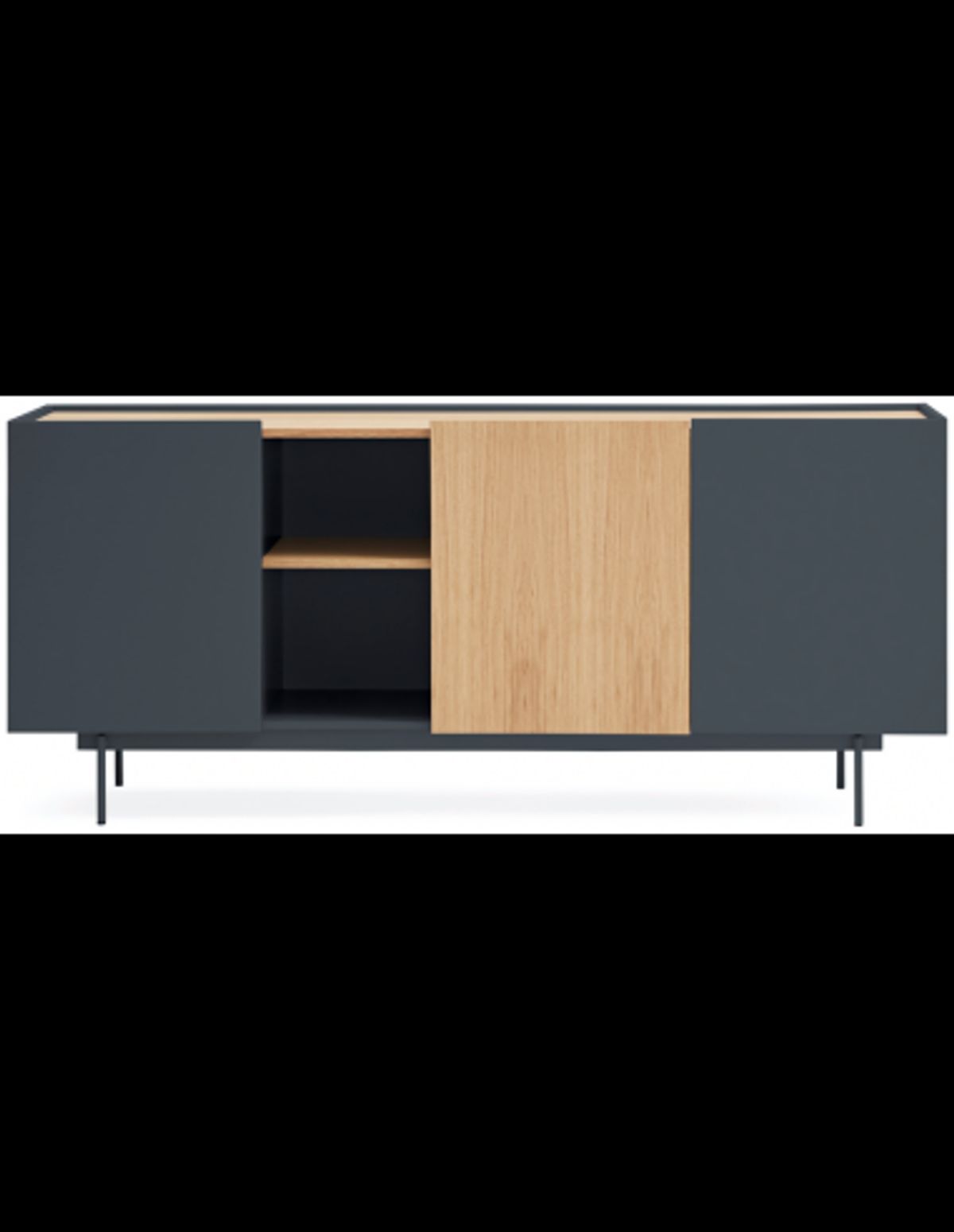 Otto sideboard i metal og melamin B180 cm - Antracit/Eg