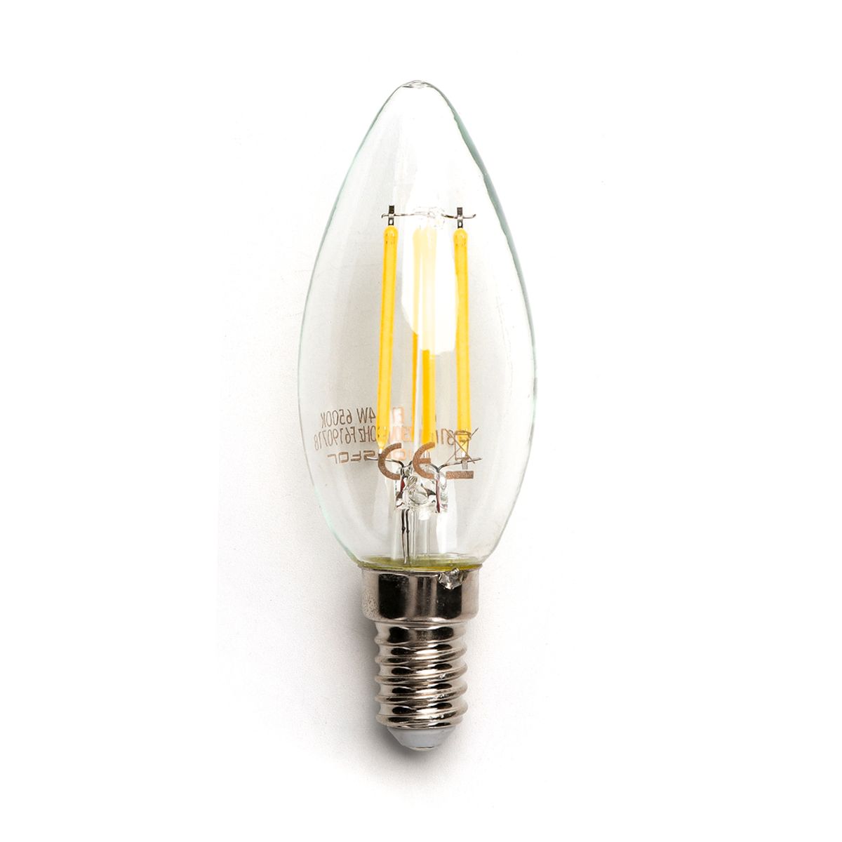 Outlet: LED Filament pære C35 E14 4W - 2700K Klar - Kulør : Varm