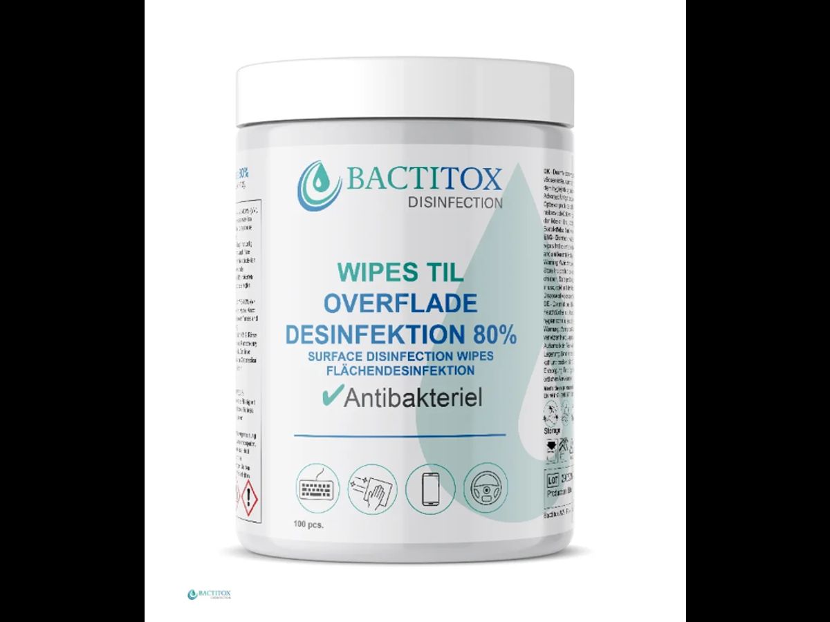 Overfladedesinfektionsserviet Bactitox 80% 100 stk