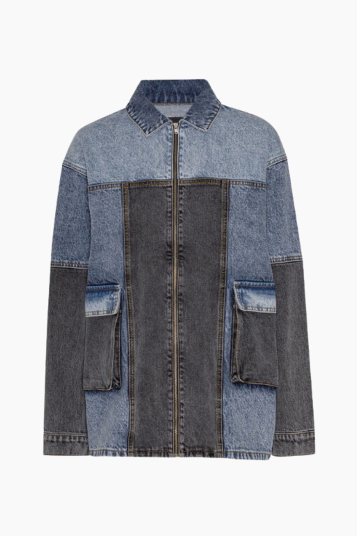 Oversized Patchwork Jacket - Medium Blue Denim - ROTATE - Blå M