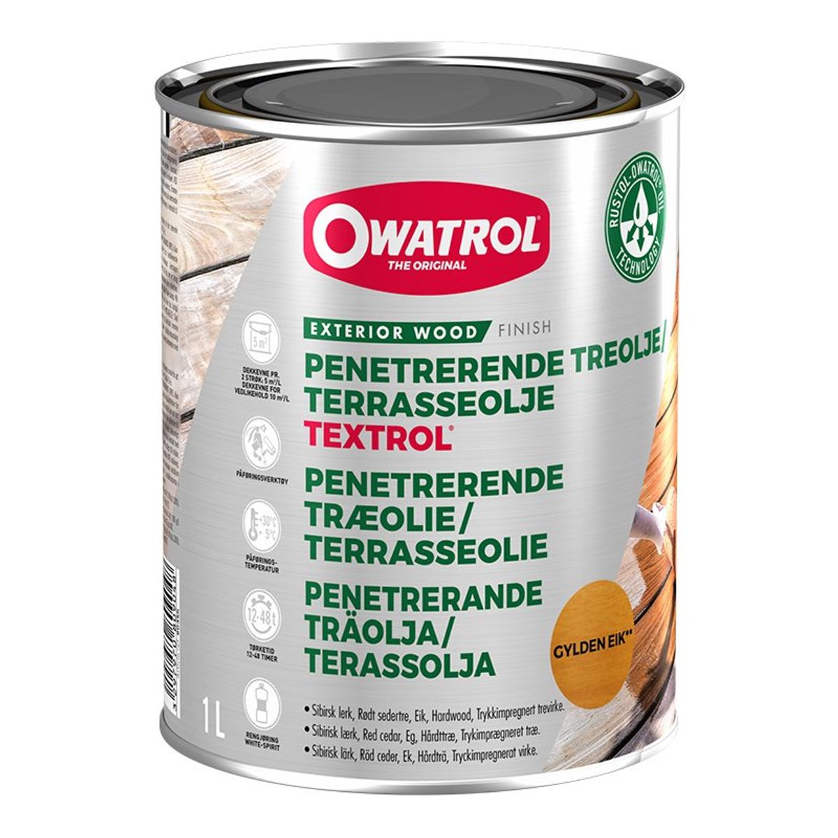 Owatrol Textrol Træolie Til Altan og Terrasse - 1 liter - Naturgrå