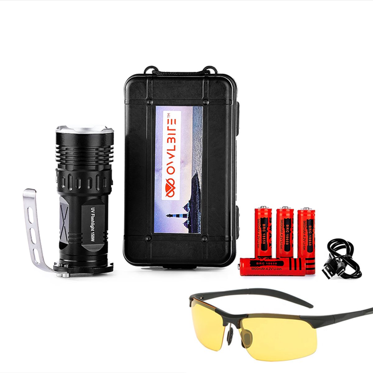 Owlbite Pro 5X | Kraftig UV-ravlygte - OwlBite® Pro 5X + ravbrille