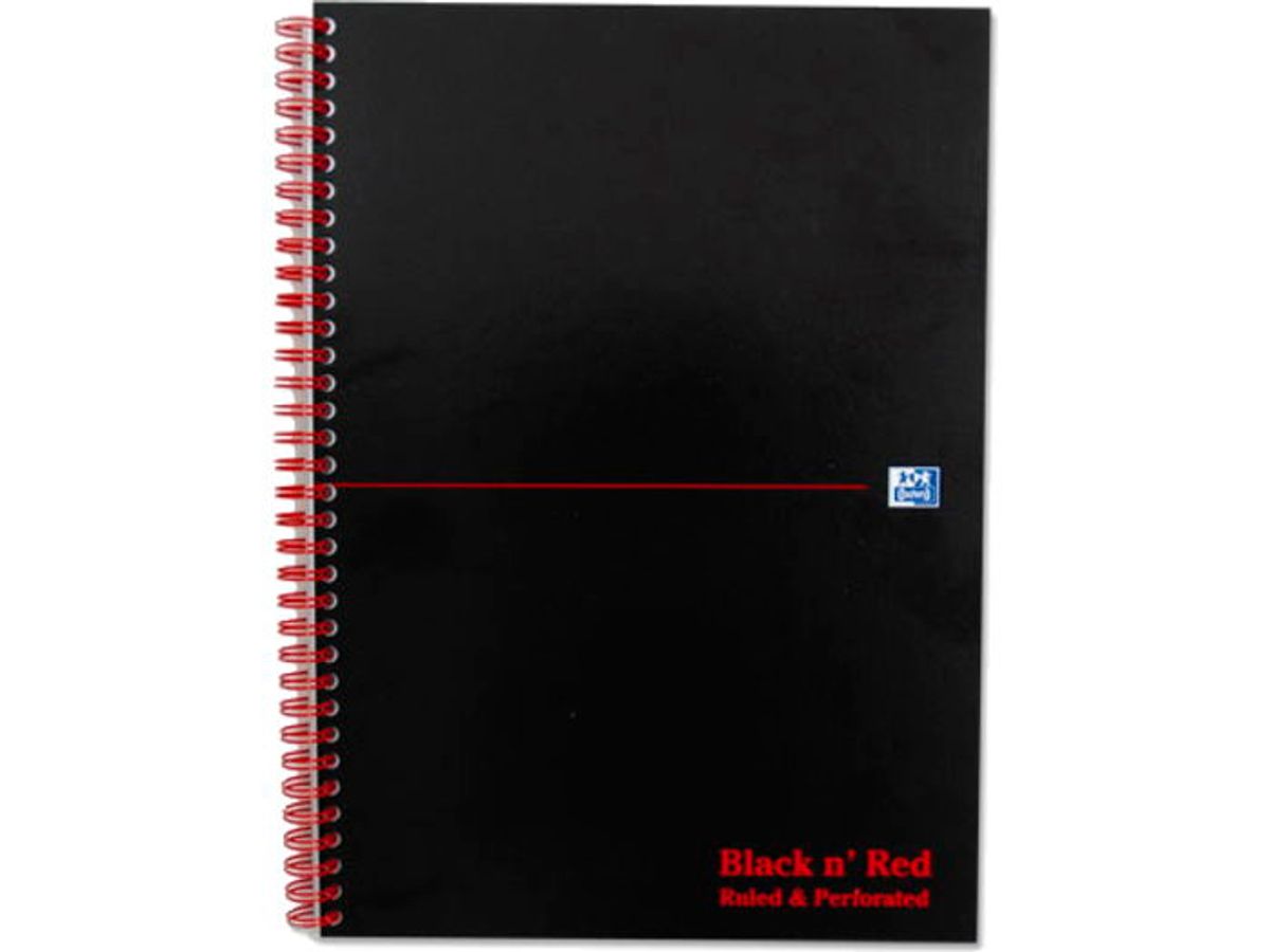 Oxford Black n´Red notesbog A4 90 g sort