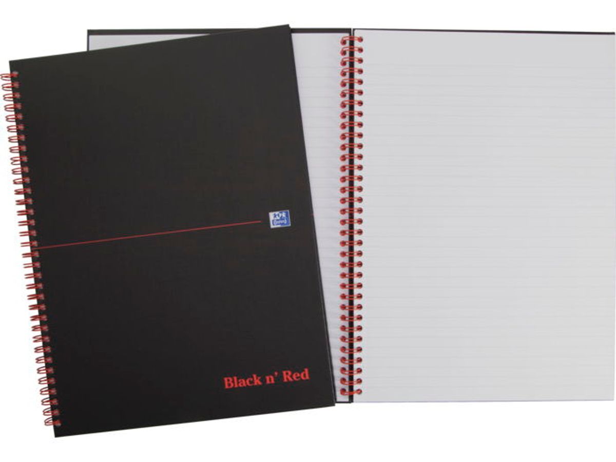 Oxford Black n´Red notesbog A5 90 g sort