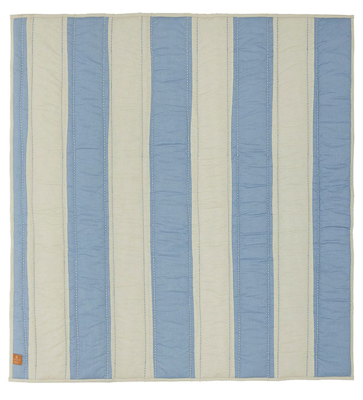 OYOY Tæppe - Striped Quilted - Blue/Clay