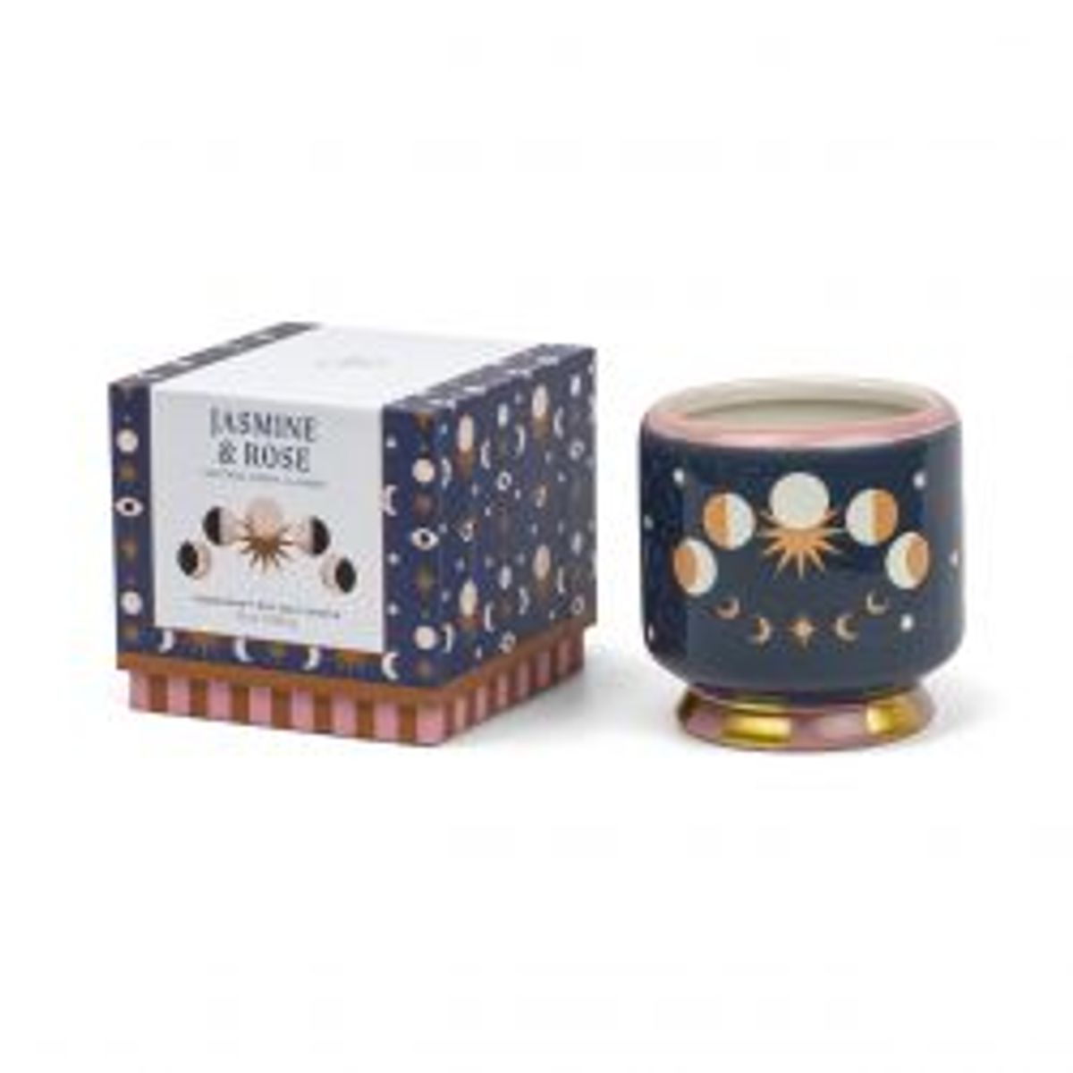 Paddywax Adopo 226g Moon Phases Ceramic Candle - Jasmine & Rose Boxed - Duftlys