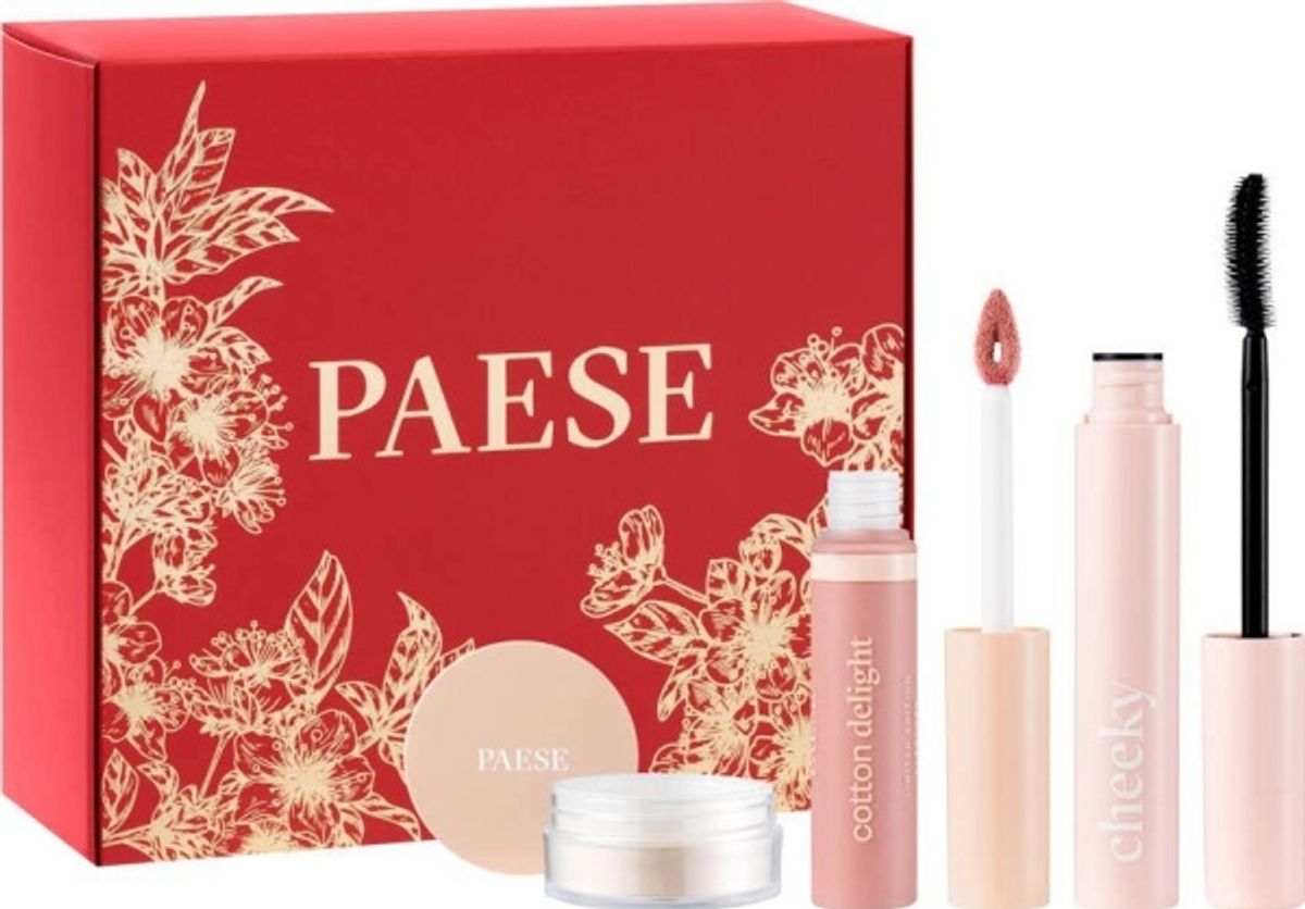 Paese_Set Nature Look Mascara Cheeky 9Ml + Lipgloss Cotton Delight 7,5Ml + Bygpulver 10G