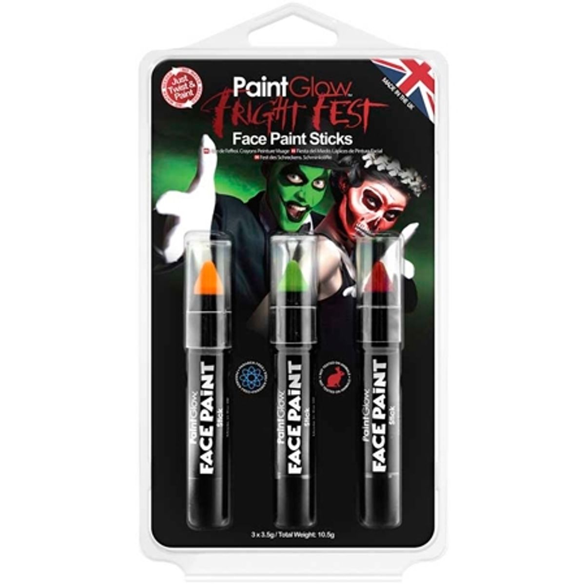 PaintGlow Fright Fest Paint Sticks Ansigtsmaling - 3 stk