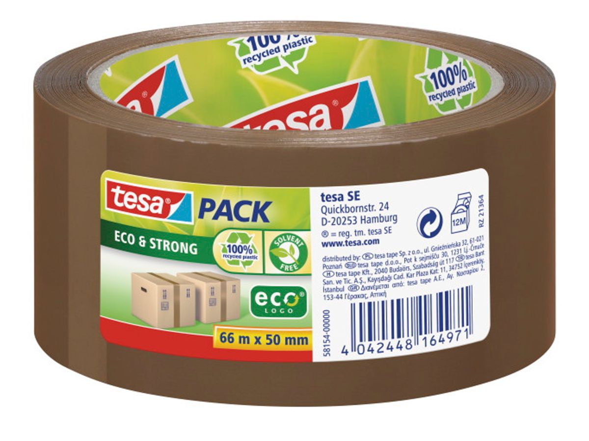 Pakketape PP Tesa Ecologo 50 mm x 66 Meter Brun