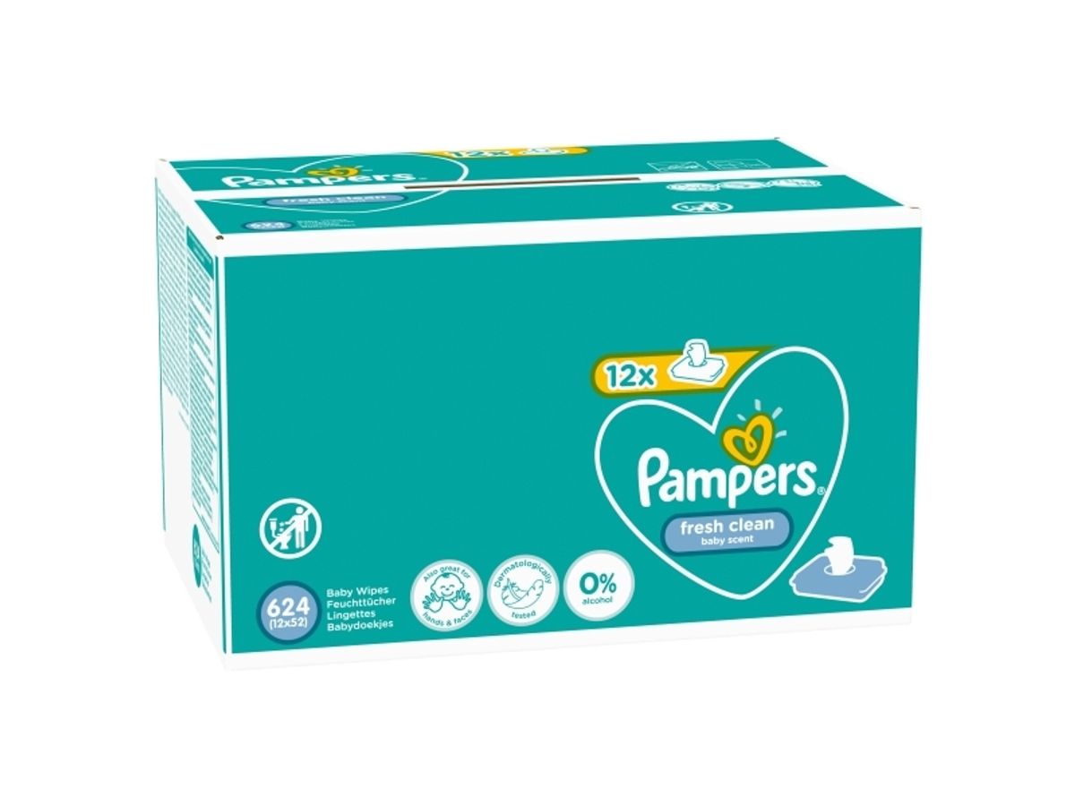 Pampers Fresh Clean - Vådservietter Til Baby -Dermatologisk Testet- Allergivenlig - Neutral Ph