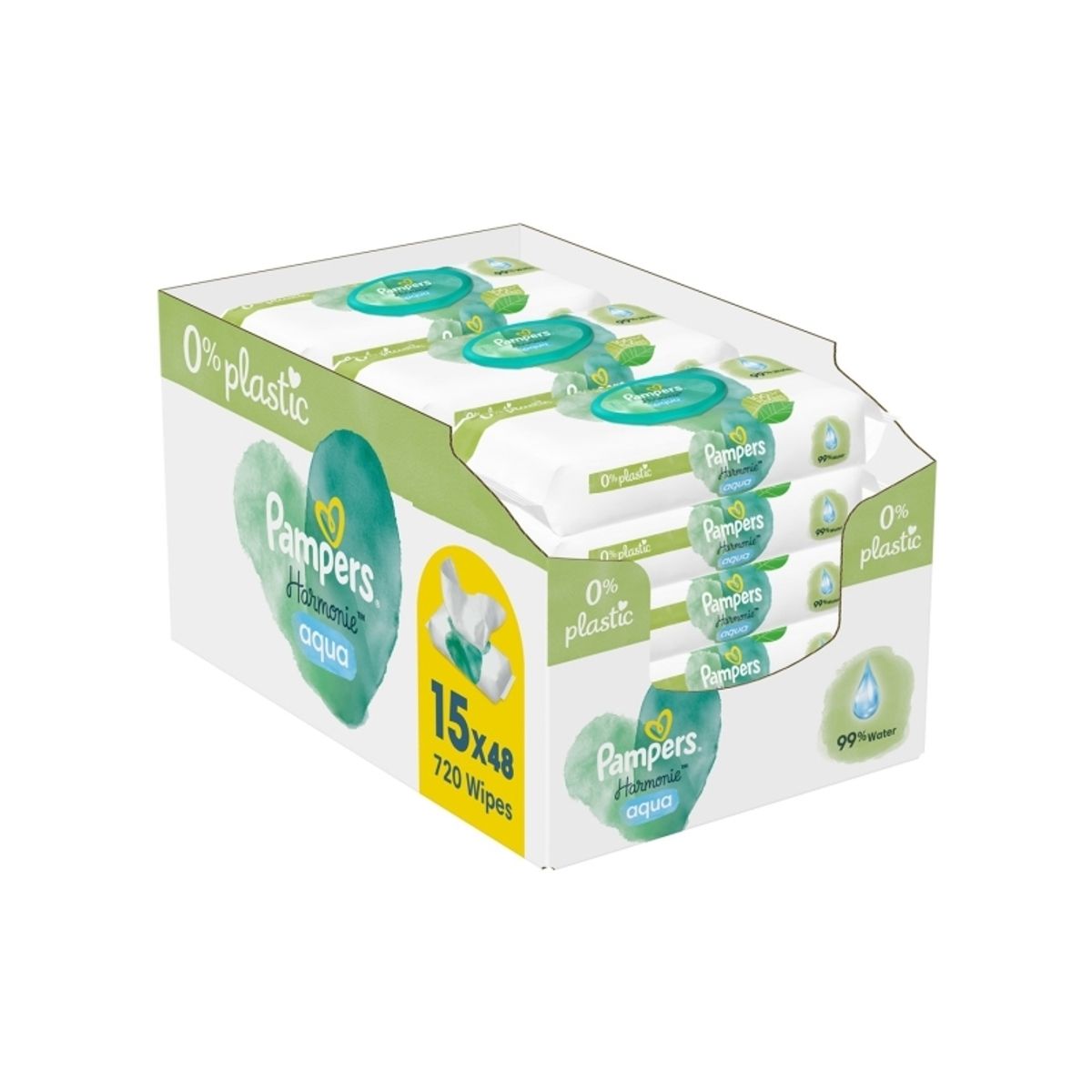 Pampers Harmonie Aqua Servetls Kdikiams, 15 Pakuoi, 720 Servetli